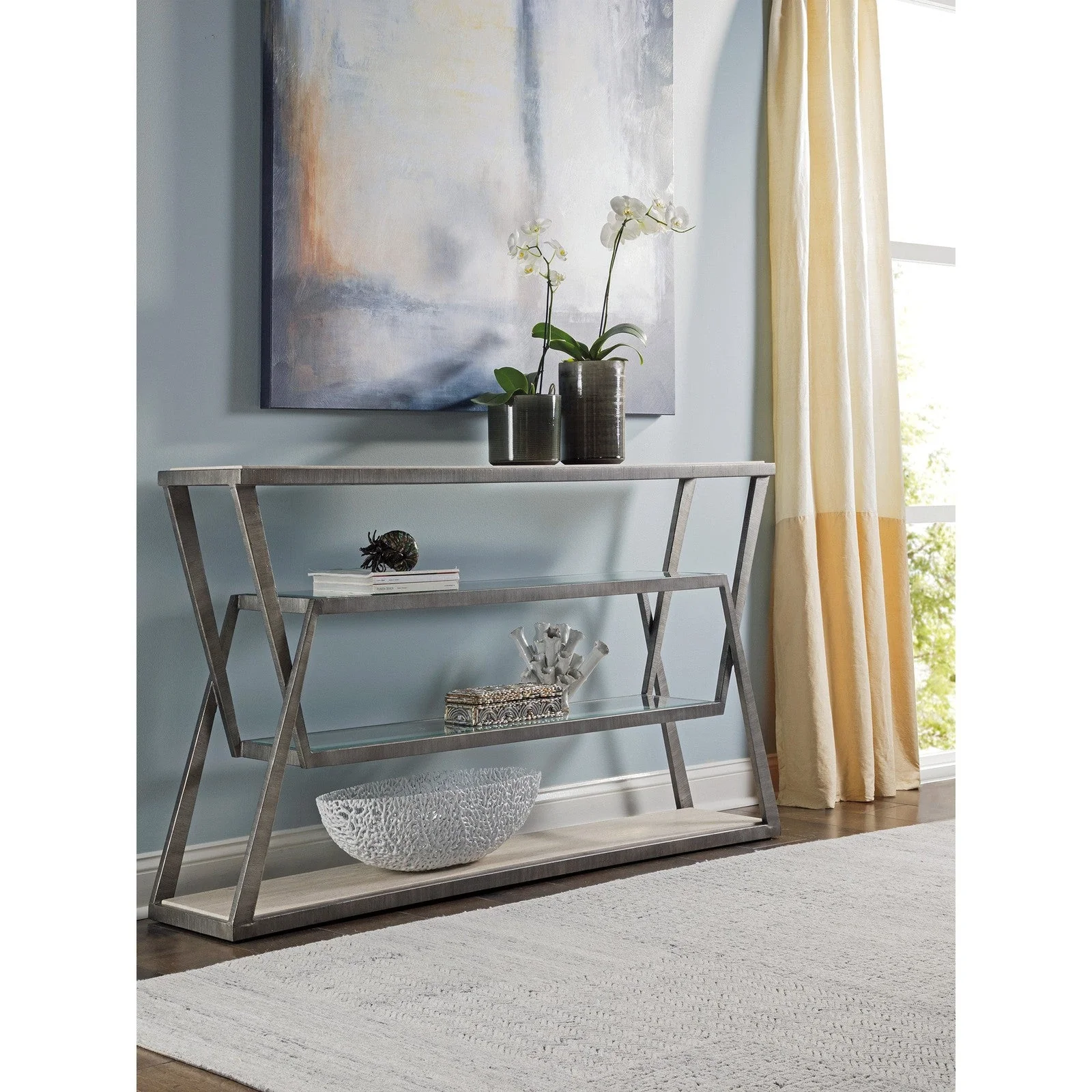 Artistica Home Signature Designs Adamo Silver Gray Console - Image 2