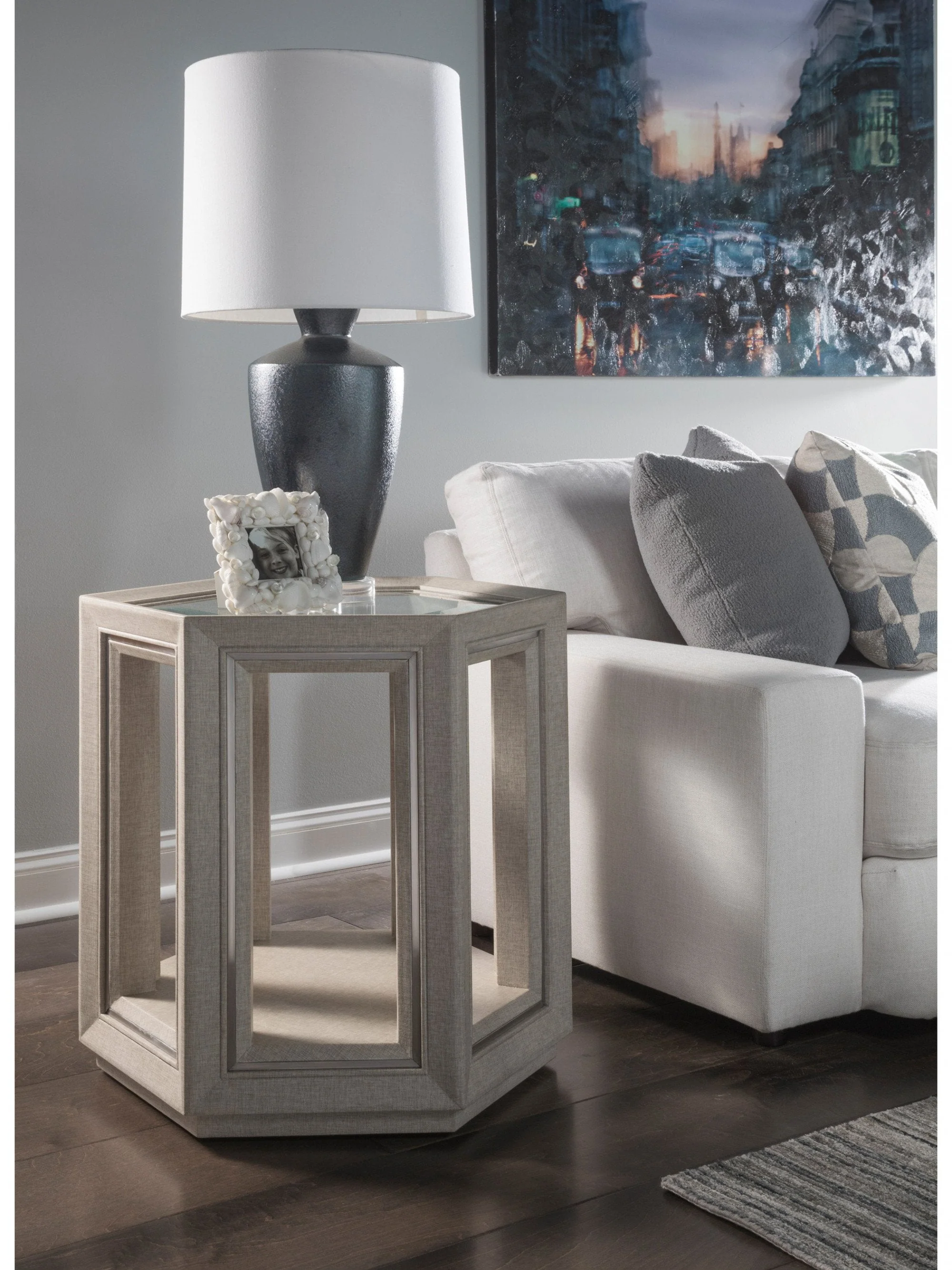 Artistica Home Zeitgeist Linen Hexagonal End Table - Image 2