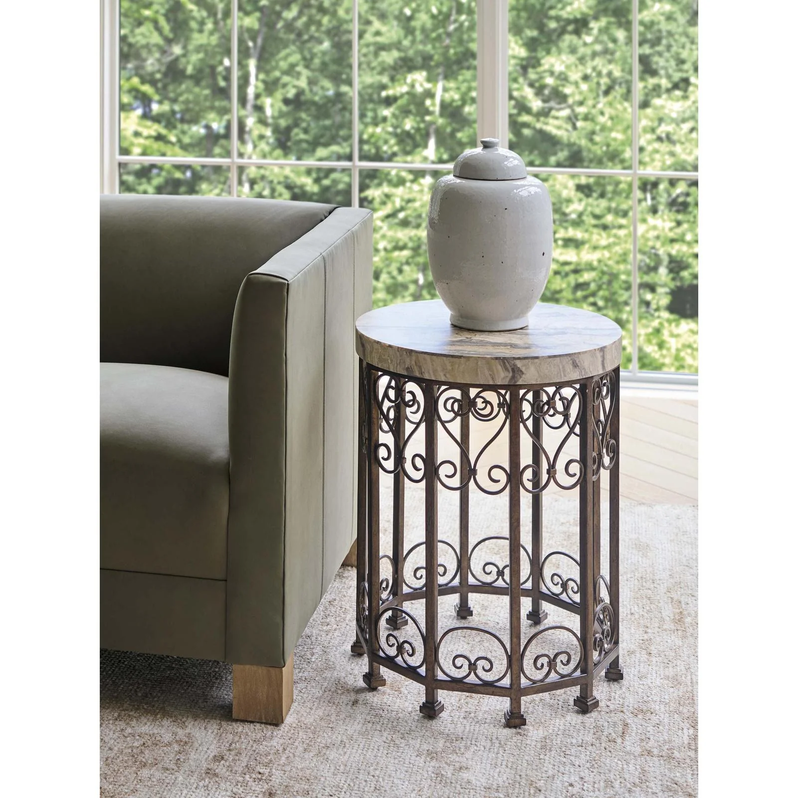 Barclay Butera Montecito Lowery Round Metal Accent Table - Image 2