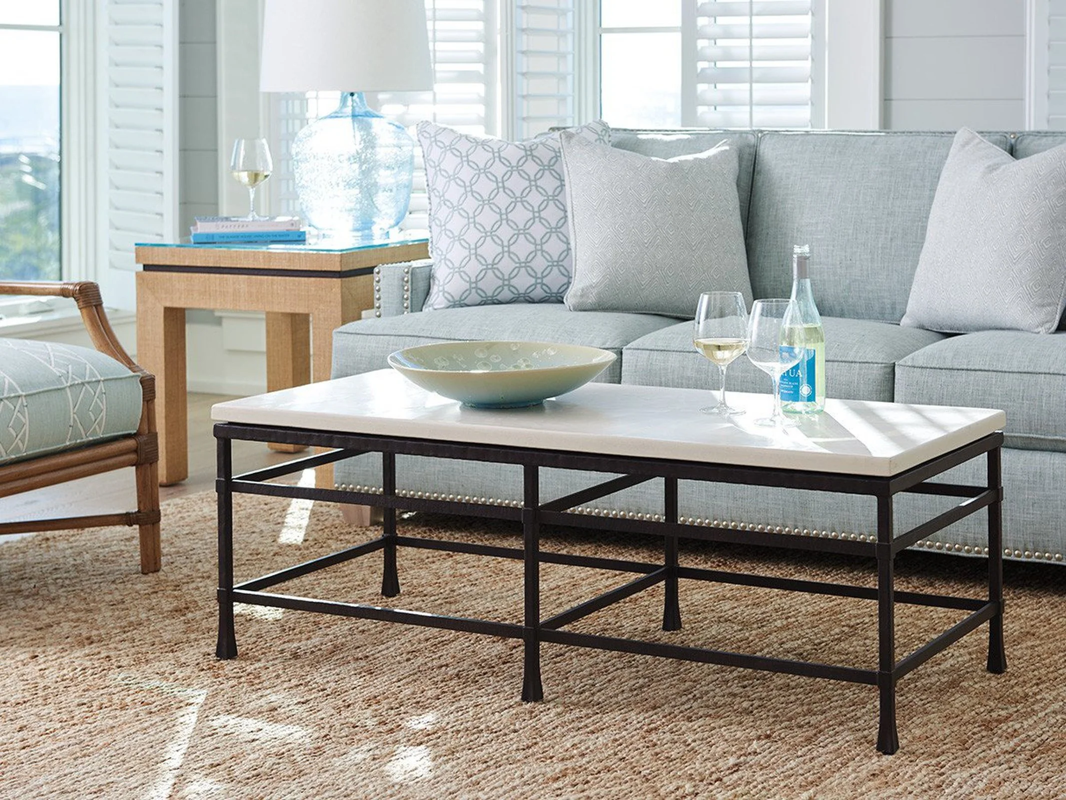 Barclay Butera Newport Breakwater Metal And Stone Cocktail Table - Image 2