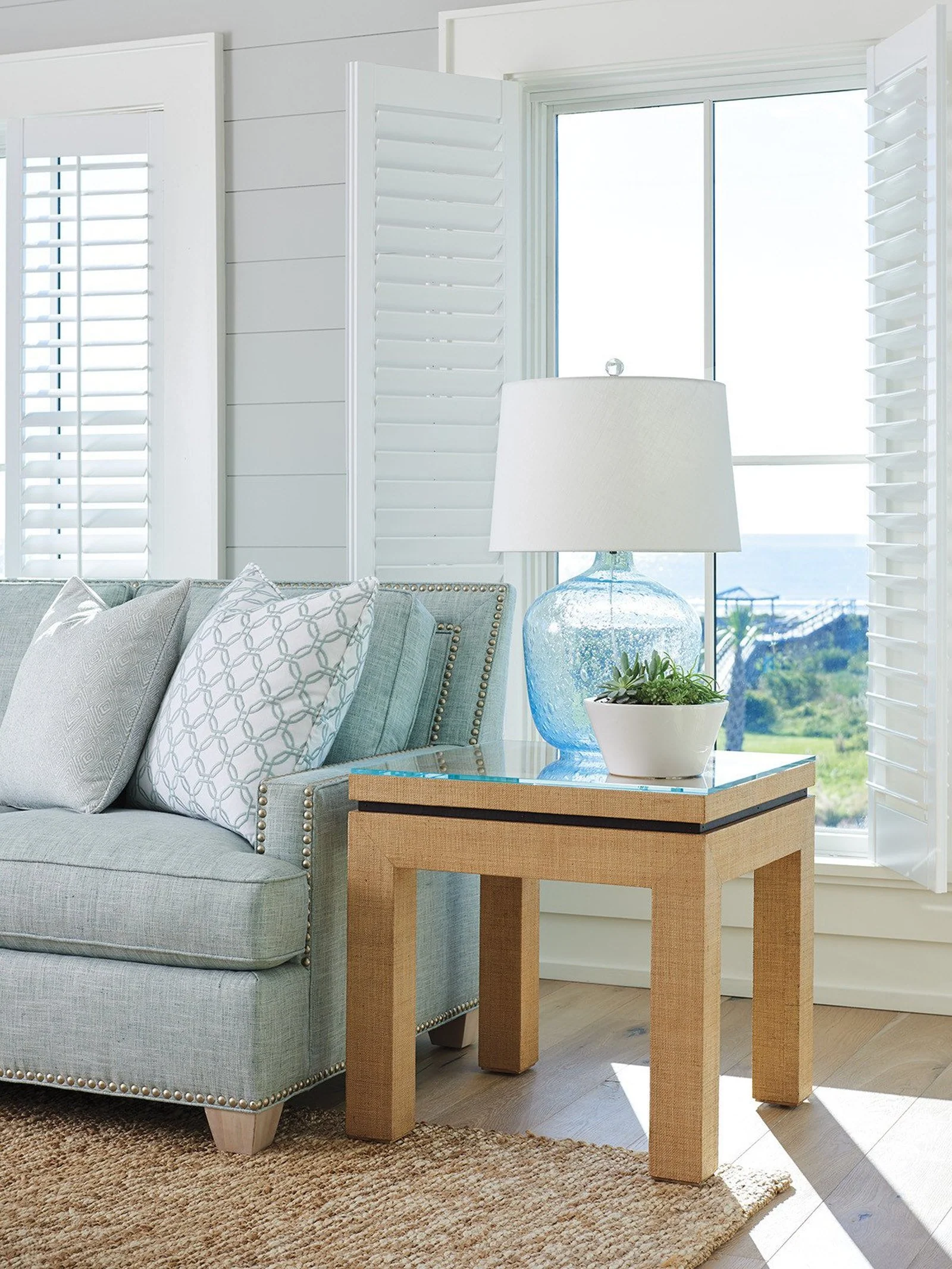 Barclay Butera Newport Harbor Raffia Lamp Table - Image 2