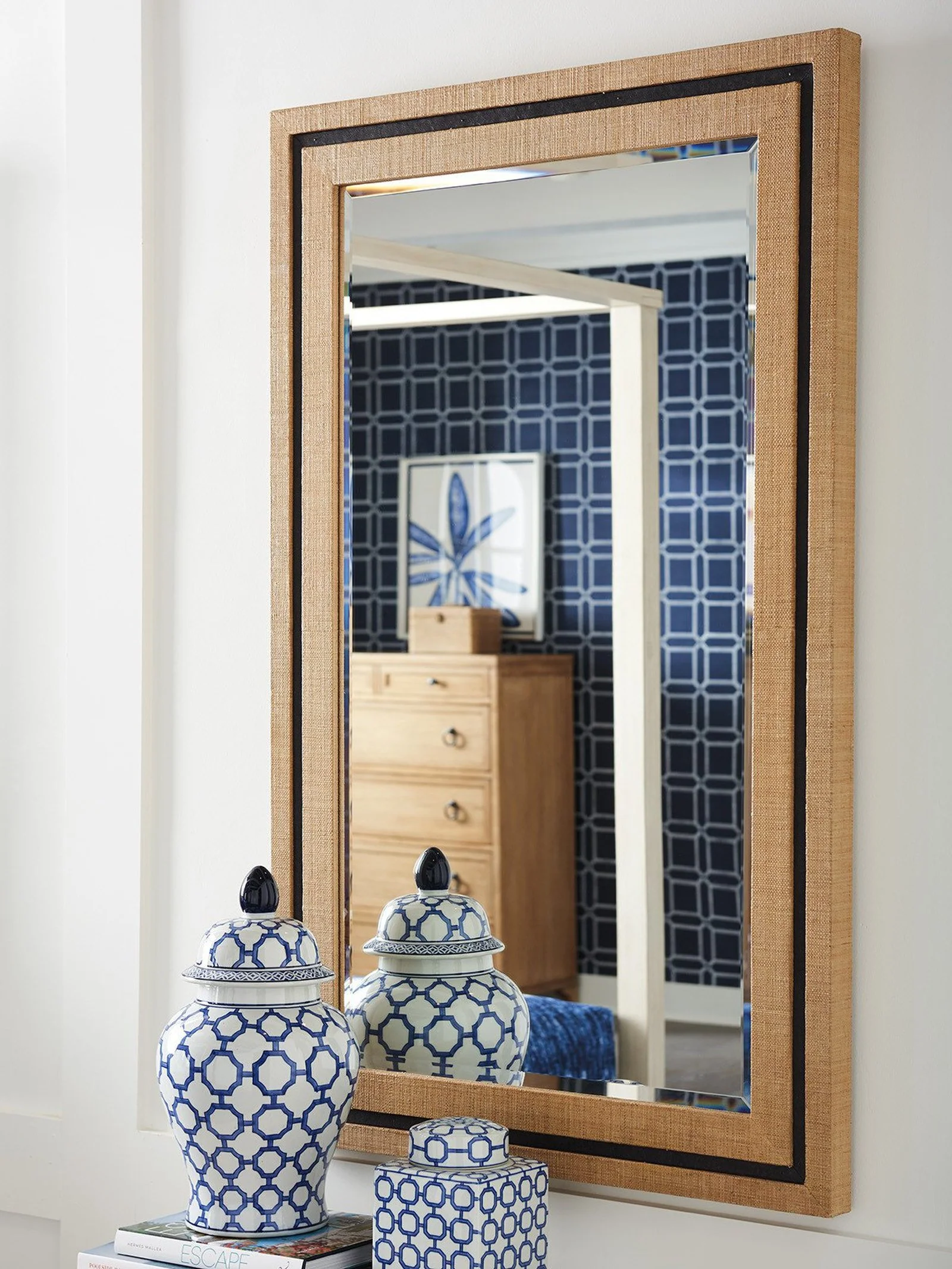 Barclay Butera Newport La Costa Rectangular Raffia Mirror - Image 2