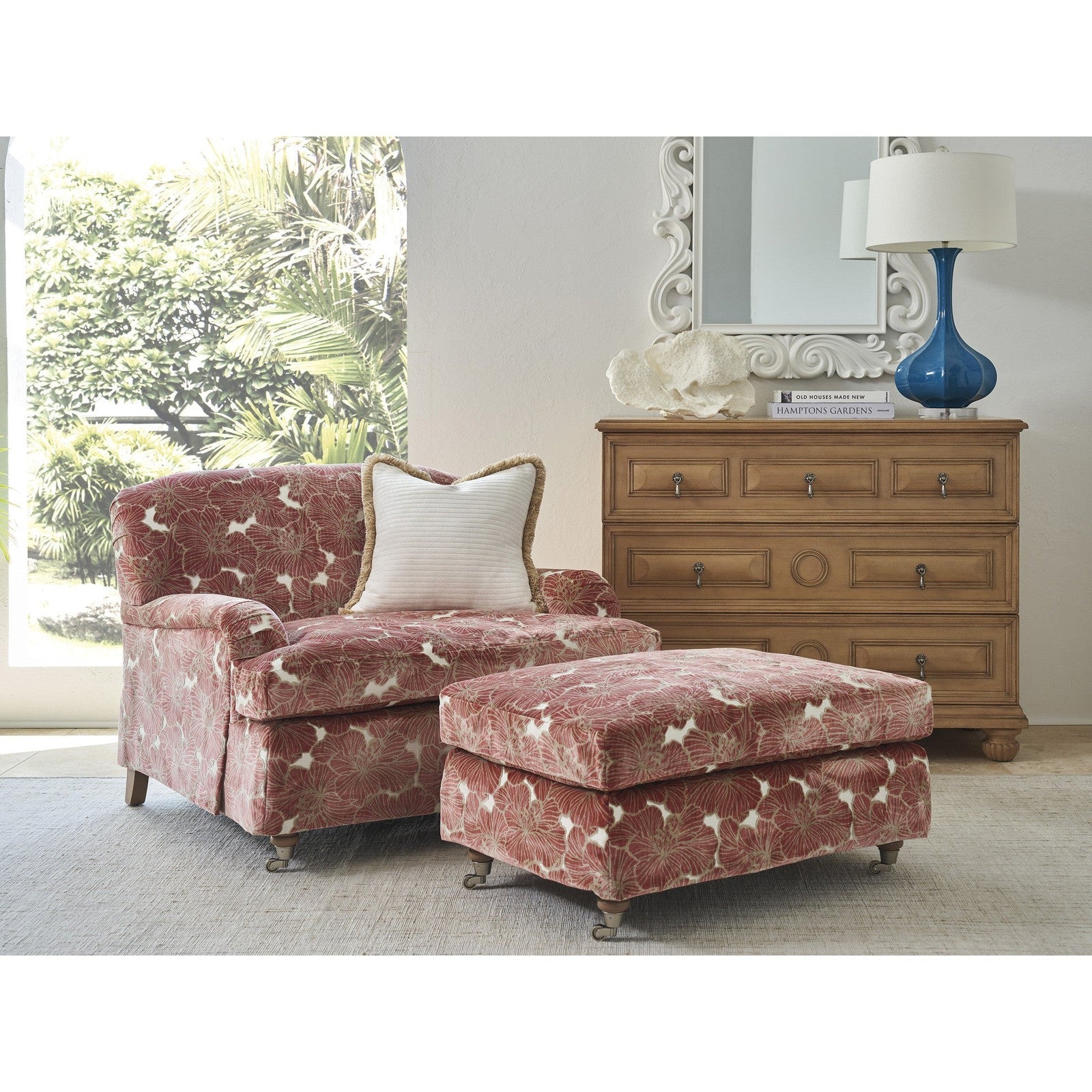 Barclay Butera Upholstery Athos Ottoman With Pewter Casters - Image 2