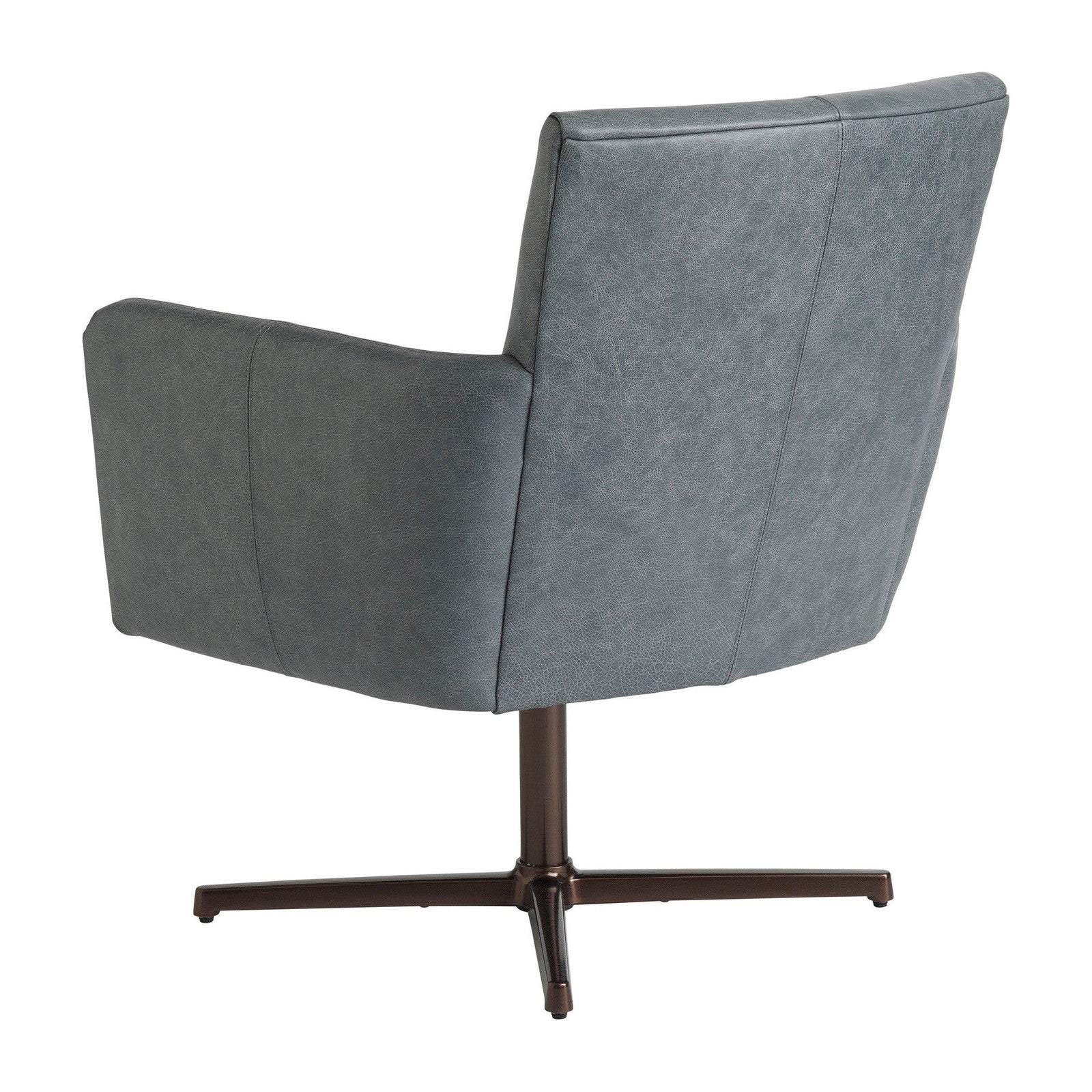 Barclay Butera Upholstery Brooks Leather Swivel Chair - Image 3