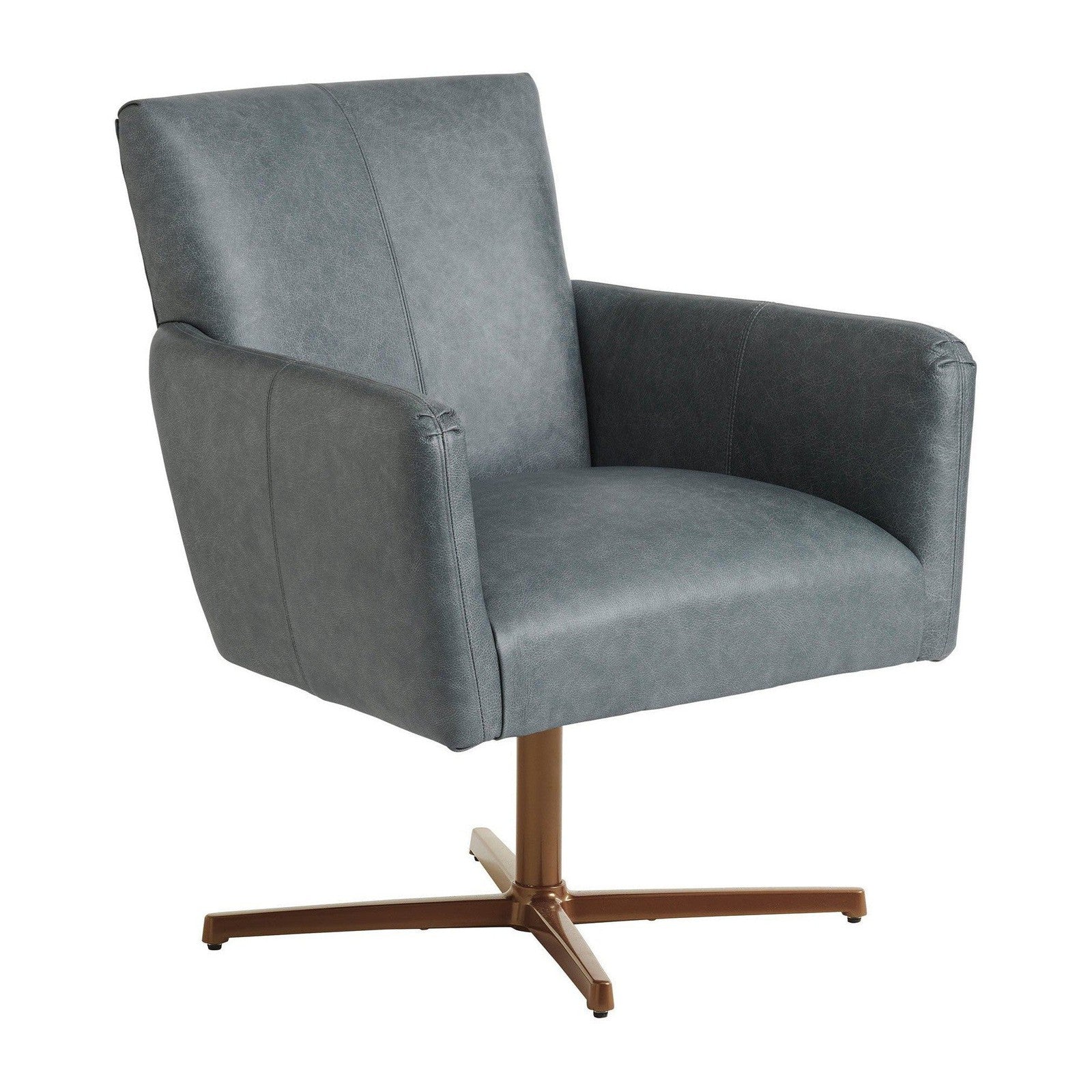 Barclay Butera Upholstery Brooks Leather Swivel Chair - Image 4