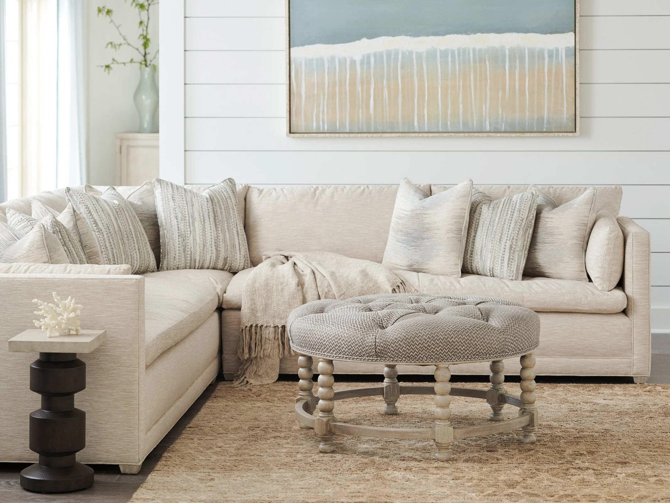Barclay Butera Upholstery Hanover Tufted Top Ottoman - Image 2