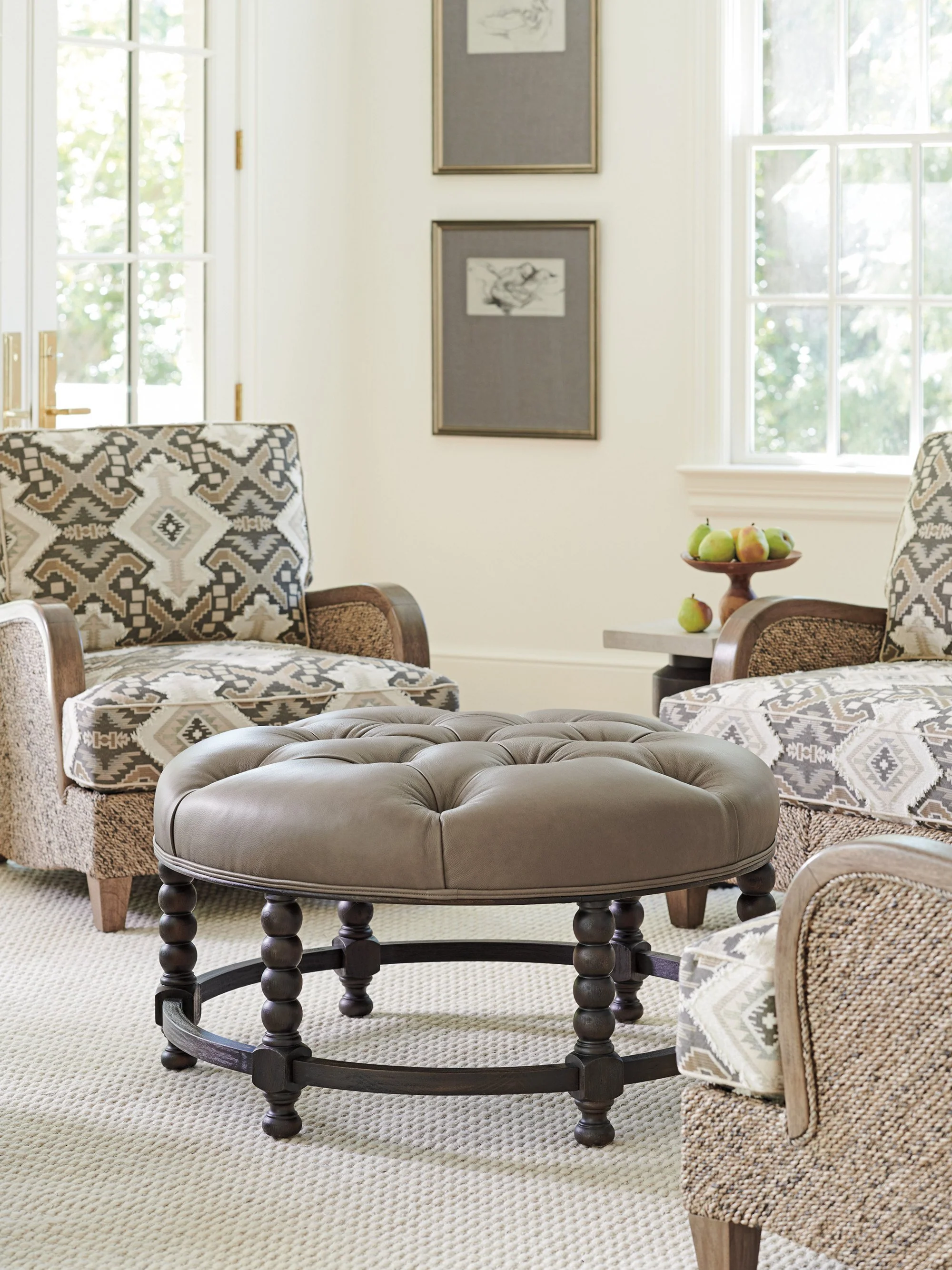 Barclay Butera Upholstery Hanover Tufted Top Ottoman - Image 4