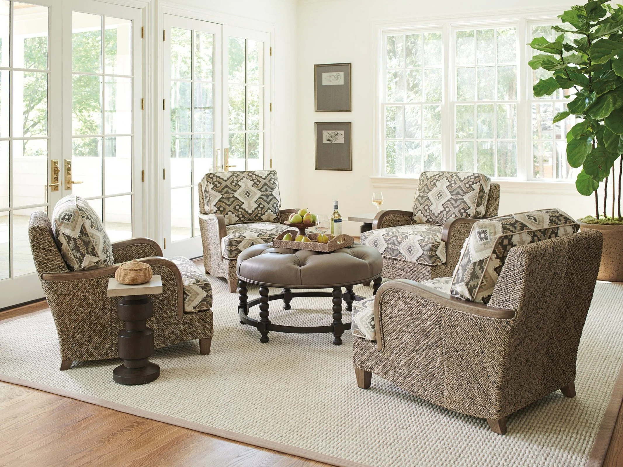 Barclay Butera Upholstery Hanover Tufted Top Ottoman - Image 5