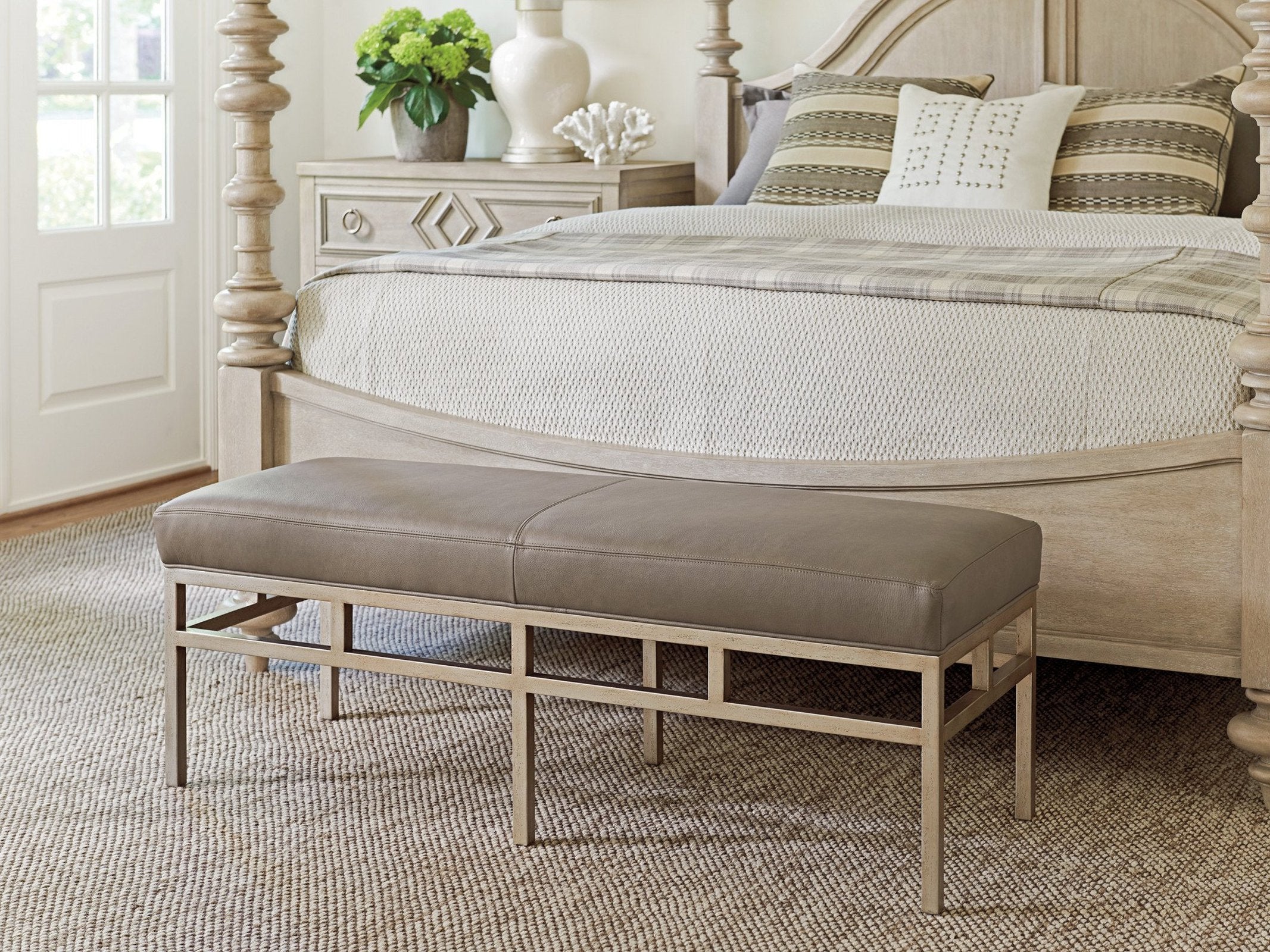 Barclay Butera Upholstery Lucca Metal Bench - Image 4