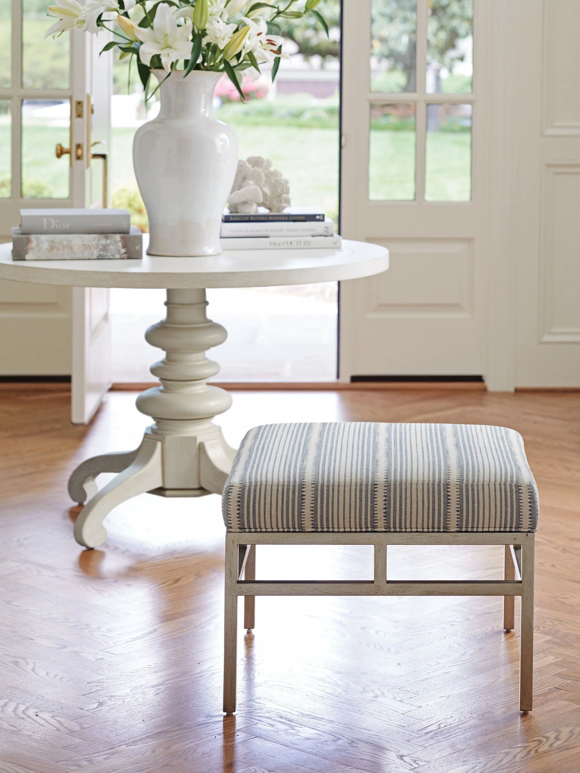 Barclay Butera Upholstery Lucca Metal Ottoman - Image 2