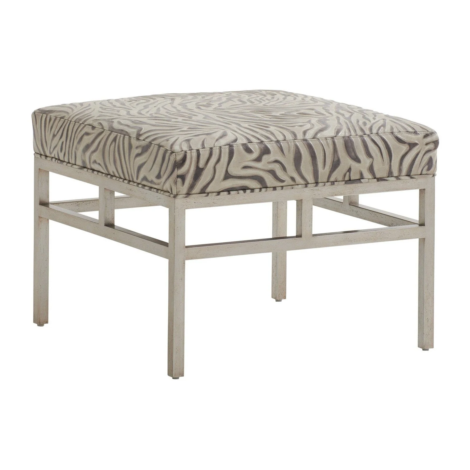 Barclay Butera Upholstery Lucca Metal Ottoman - 24.5 Inch - Image 3