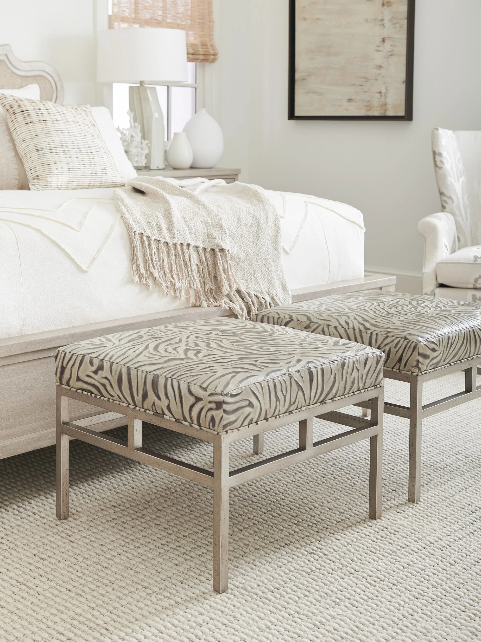 Barclay Butera Upholstery Lucca Metal Ottoman - Image 4