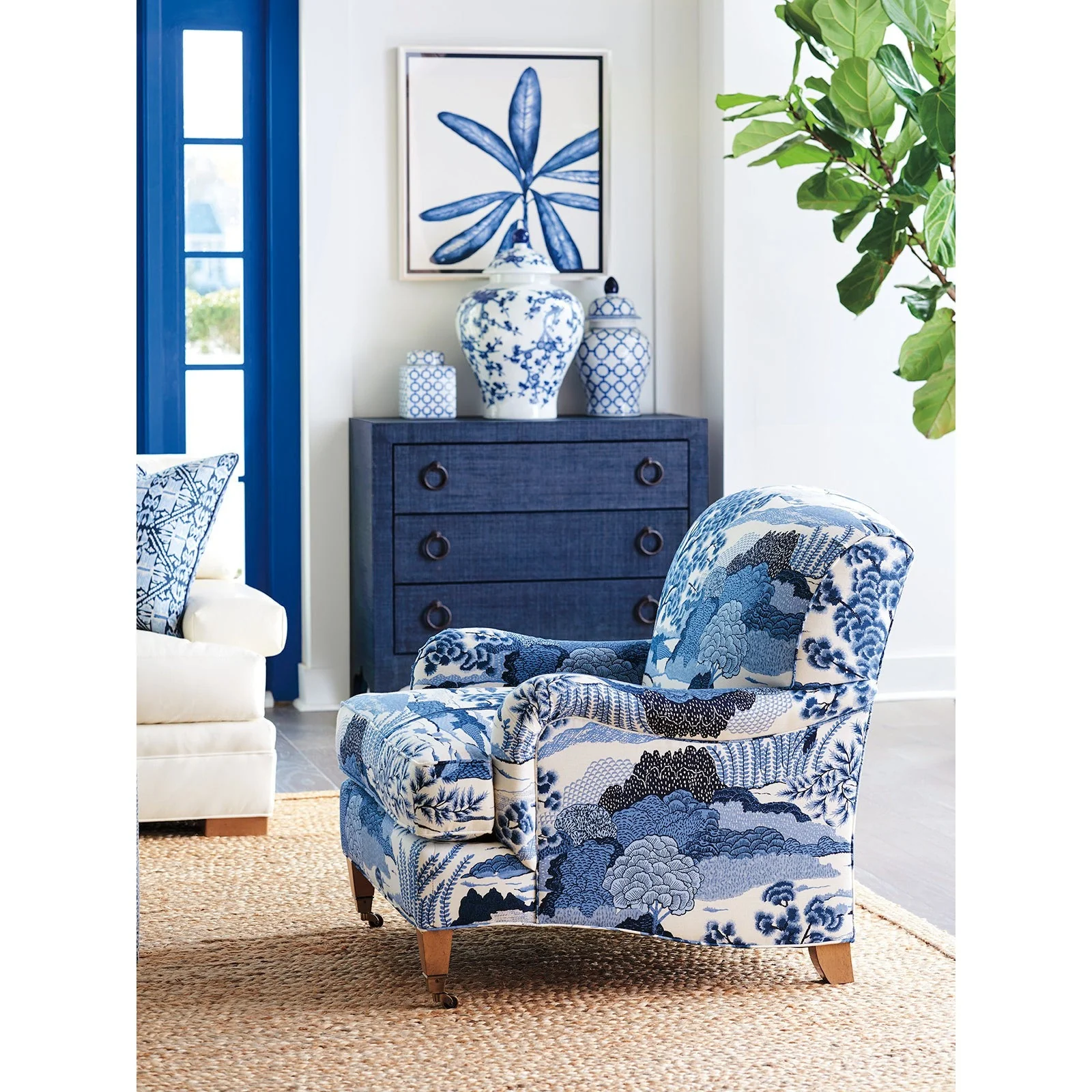 Barclay Butera Upholstery Sydney Chair With Brass Caster - Image 7
