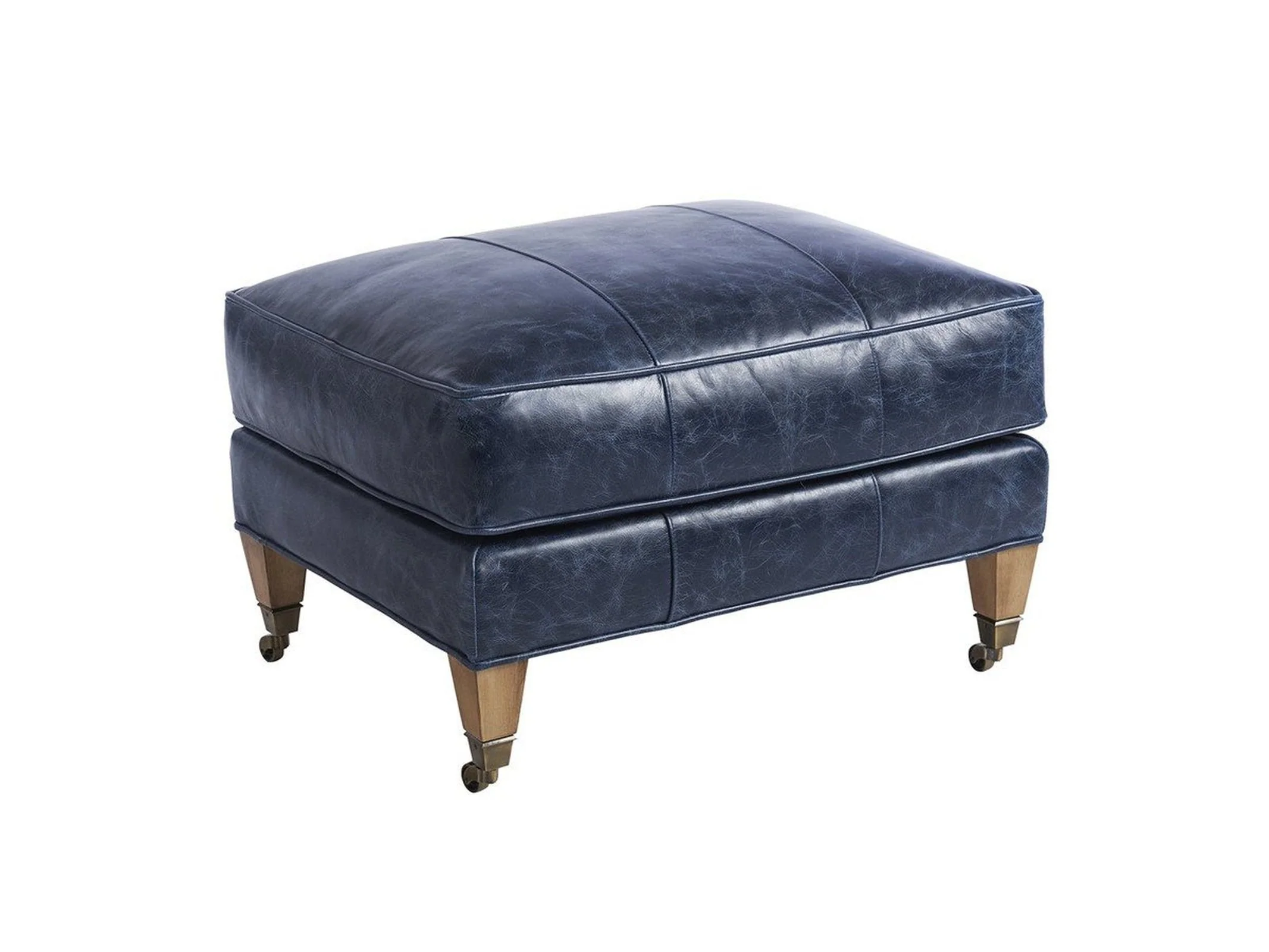 Barclay Butera Upholstery Sydney Ottoman With Brass Caster - Image 2