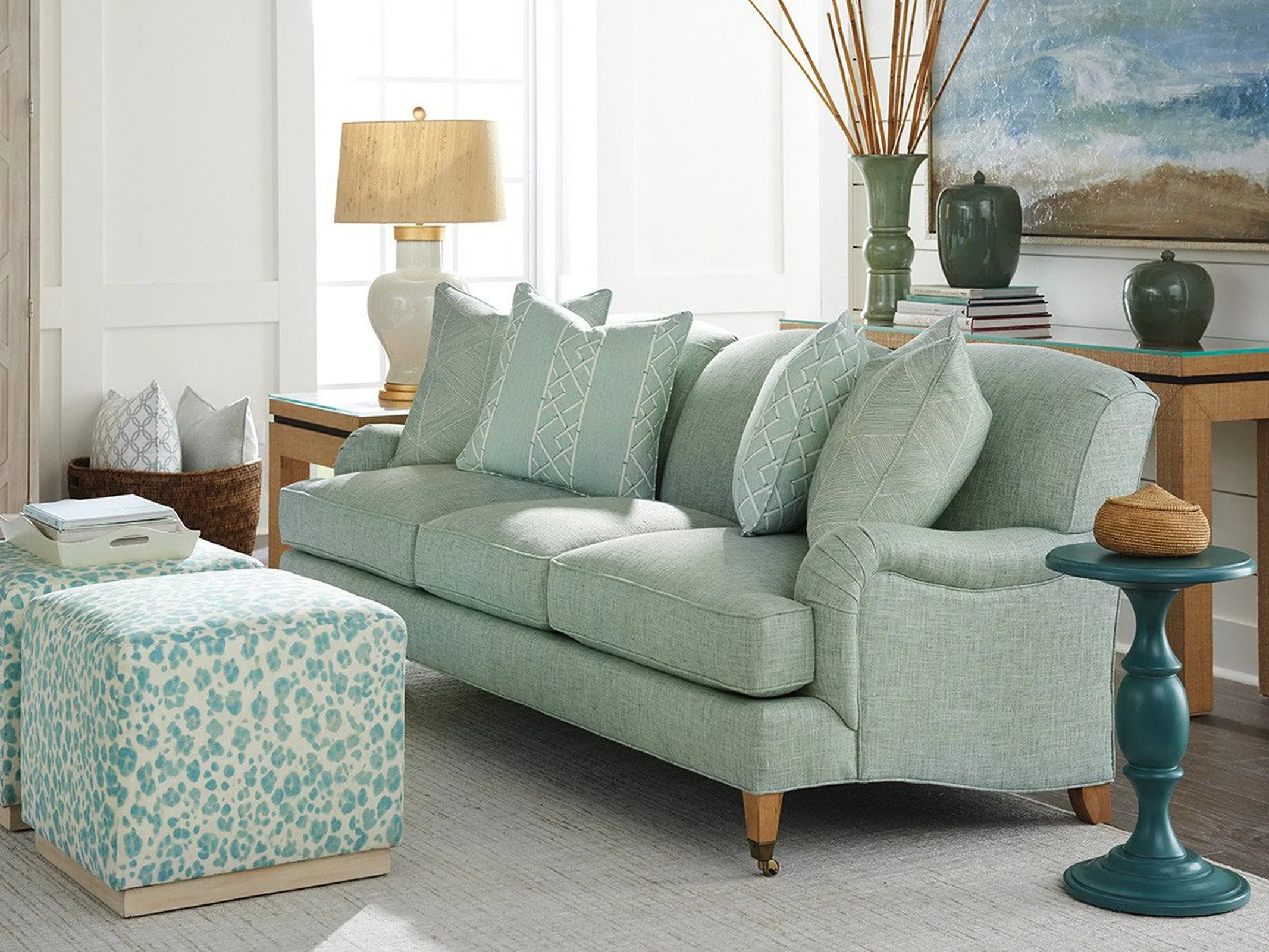 Barclay Butera Upholstery Sydney Sofa With Brass Caster - Image 2