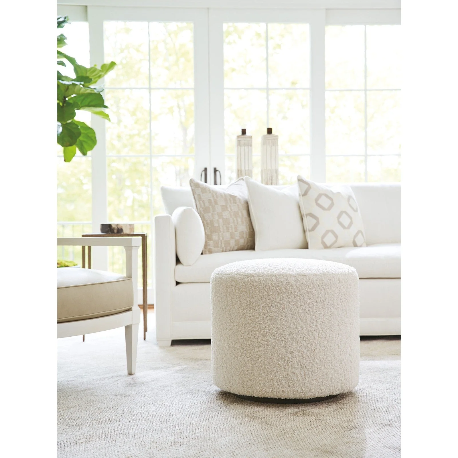 Barclay Butera Upholstery Three Arch Swivel Ottoman - Image 2