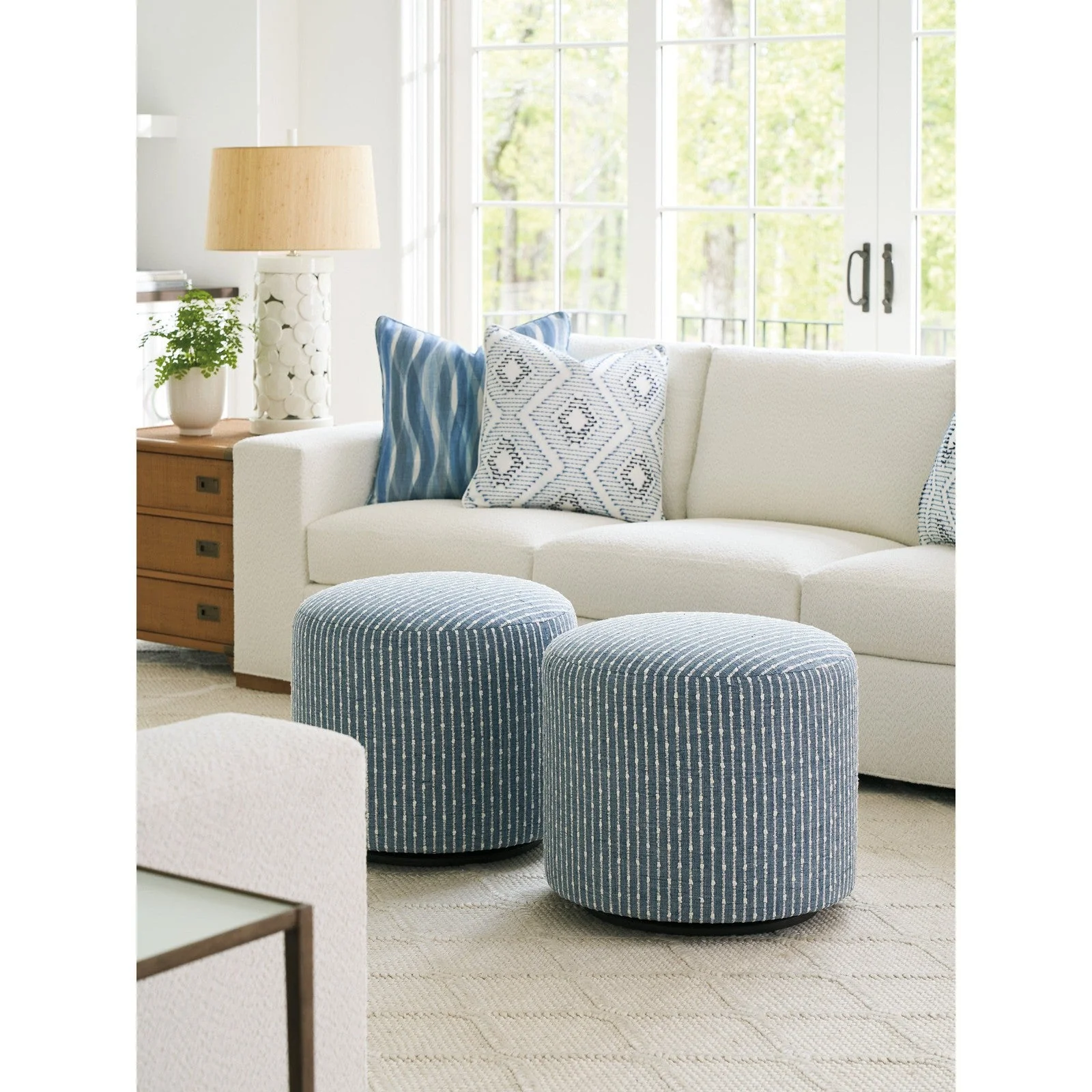 Barclay Butera Upholstery Three Arch Swivel Ottoman - Image 4
