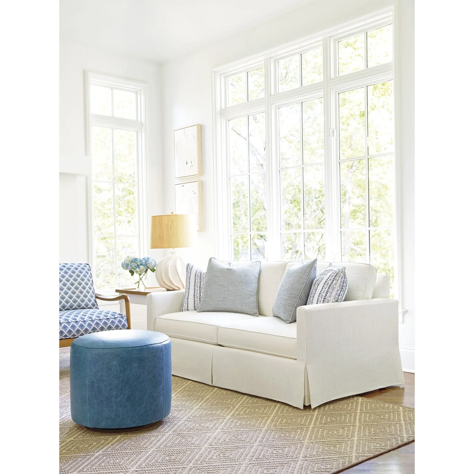 Barclay Butera Upholstery Three Arch Swivel Ottoman - Image 6