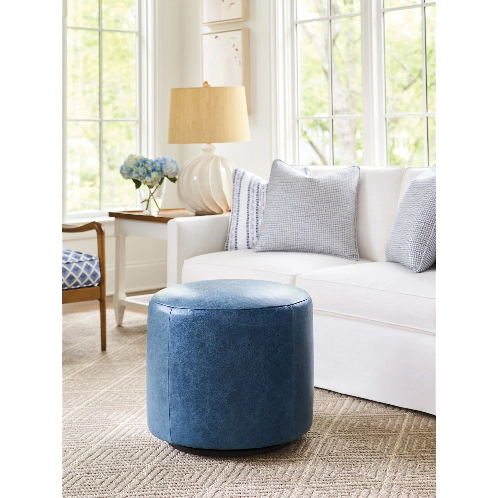 Barclay Butera Upholstery Three Arch Swivel Ottoman - Image 7