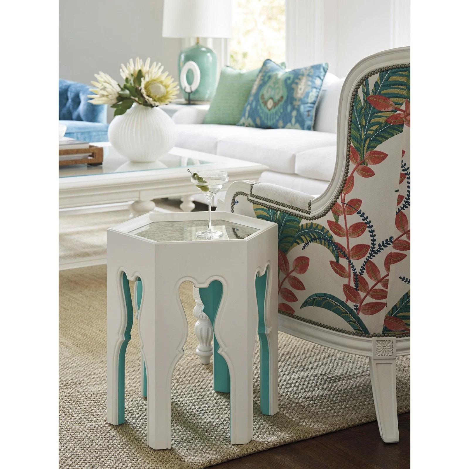 Barclay Butera Villa Blanca Bilbao Hexagonal End Table - Image 8