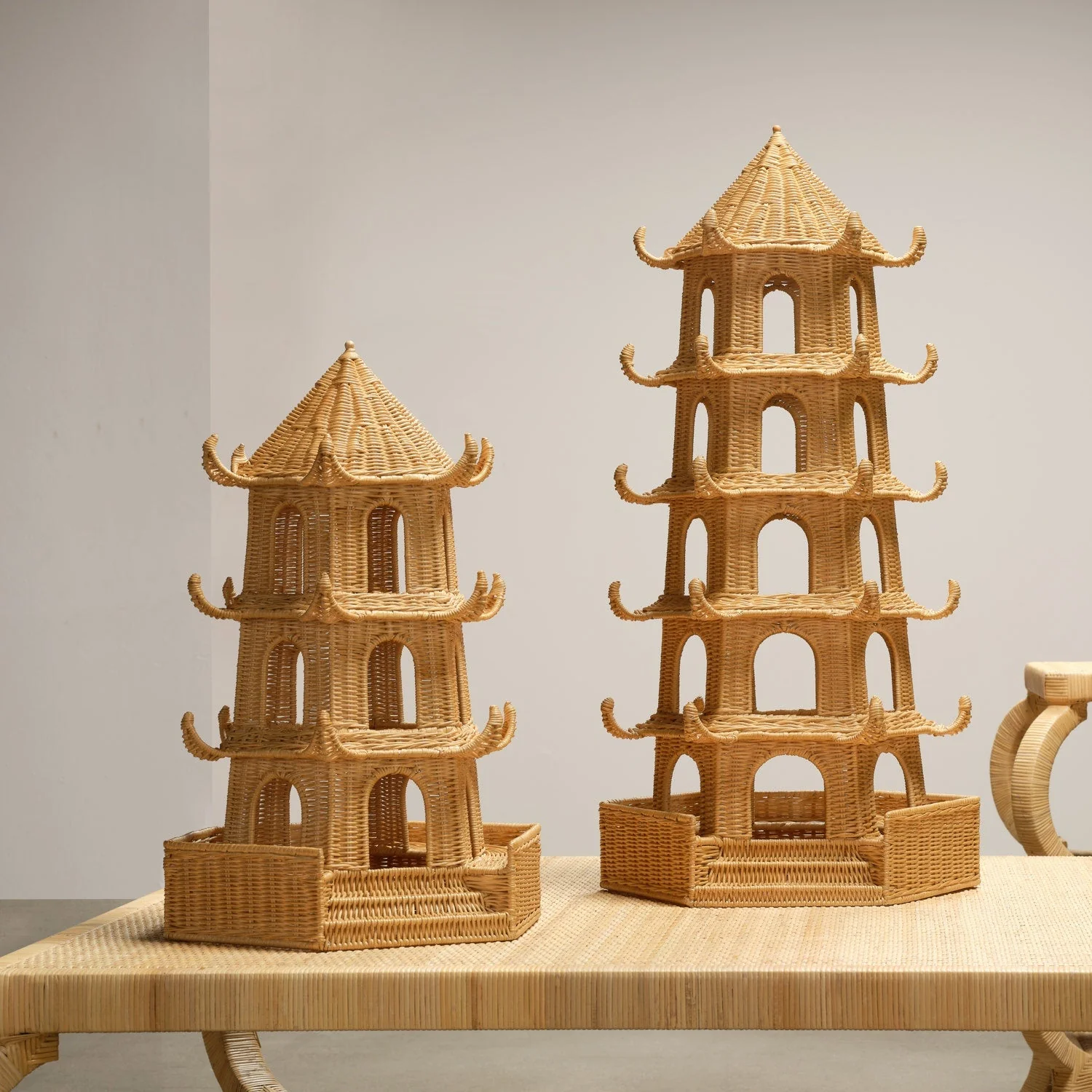 Bardot Rattan Pagoda Sculptures - Image 13