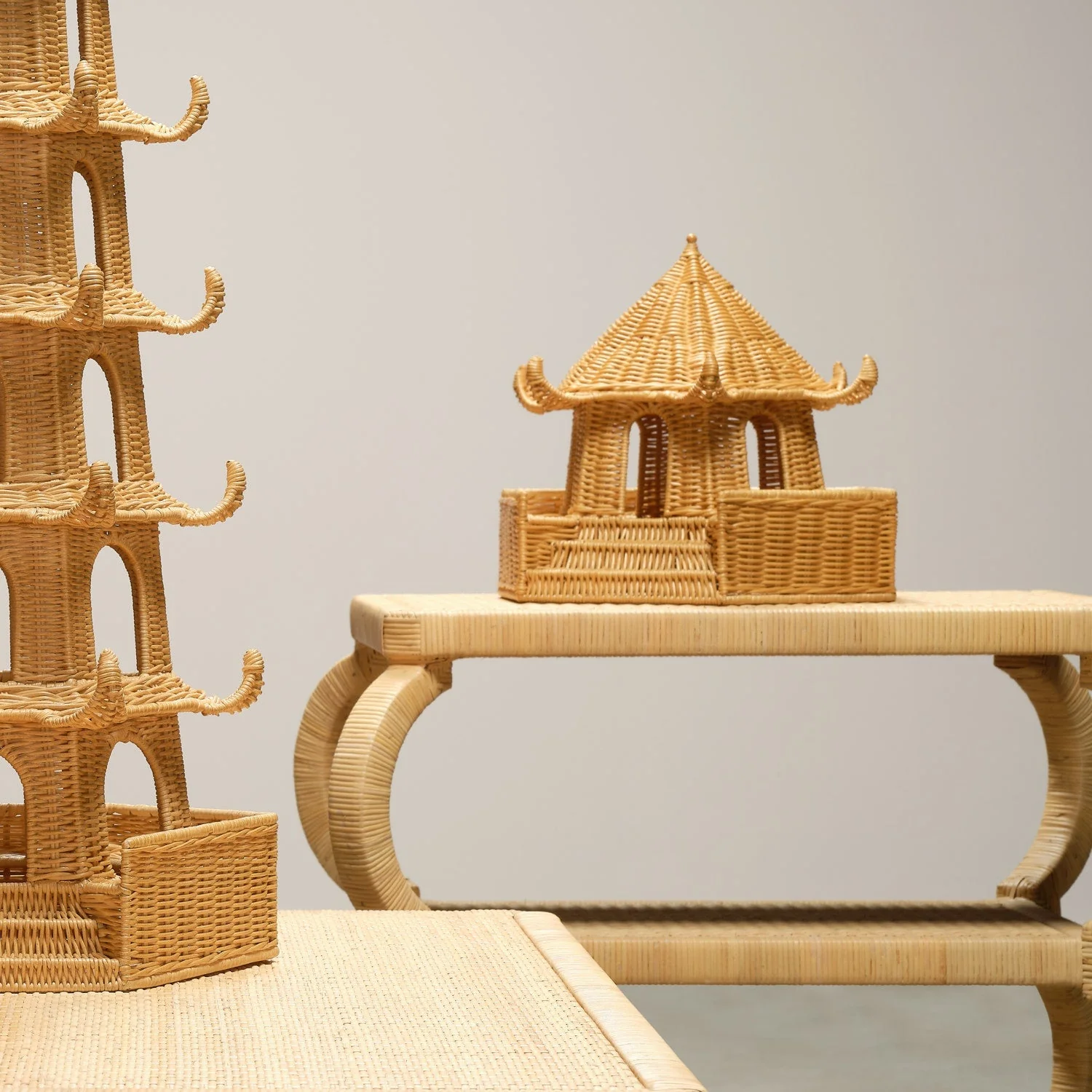 Bardot Rattan Pagoda Sculptures - Image 3