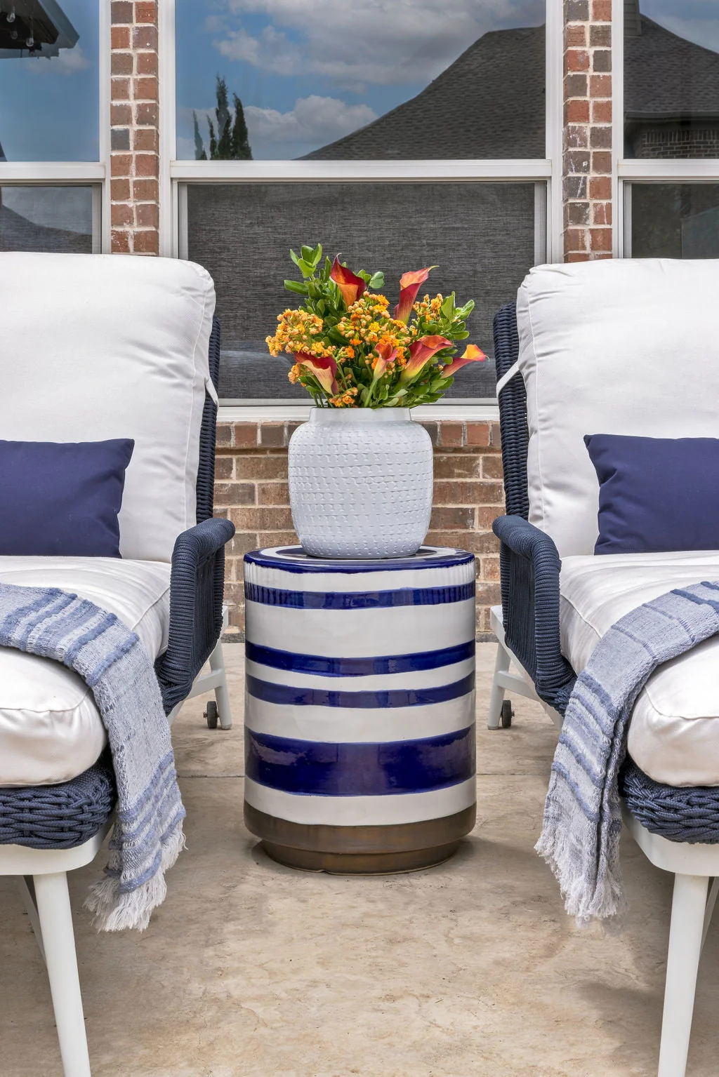 Belda Striped Outdoor Stool - Image 2