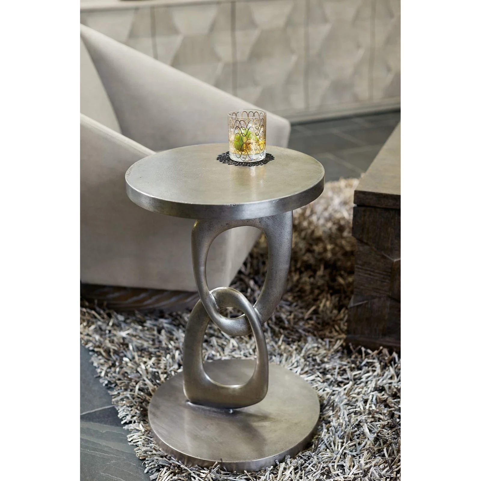 Bernhardt Linea Metal Interlocking Round Chairside Table - Image 2