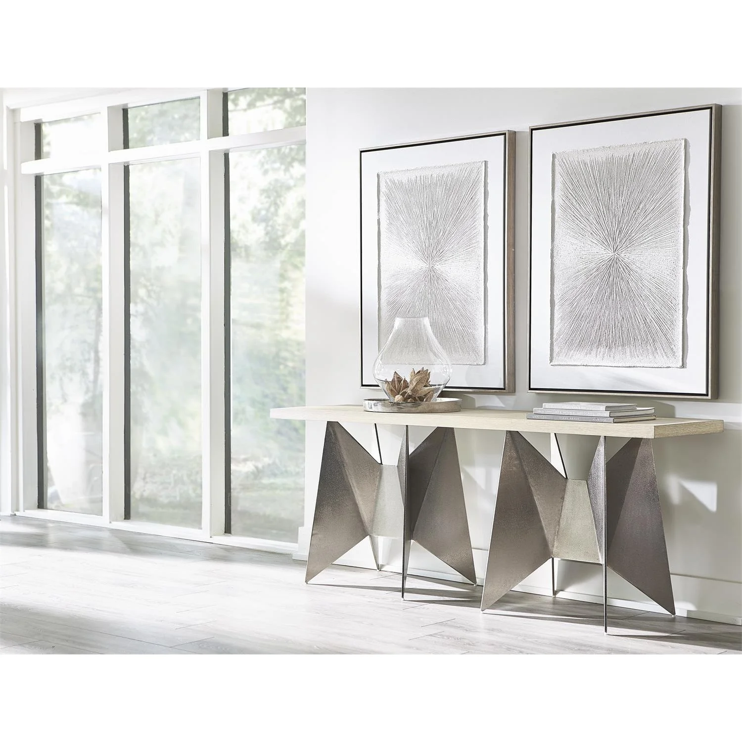 Bernhardt Solaria Double Pedestal Console Table Y35 - Image 2
