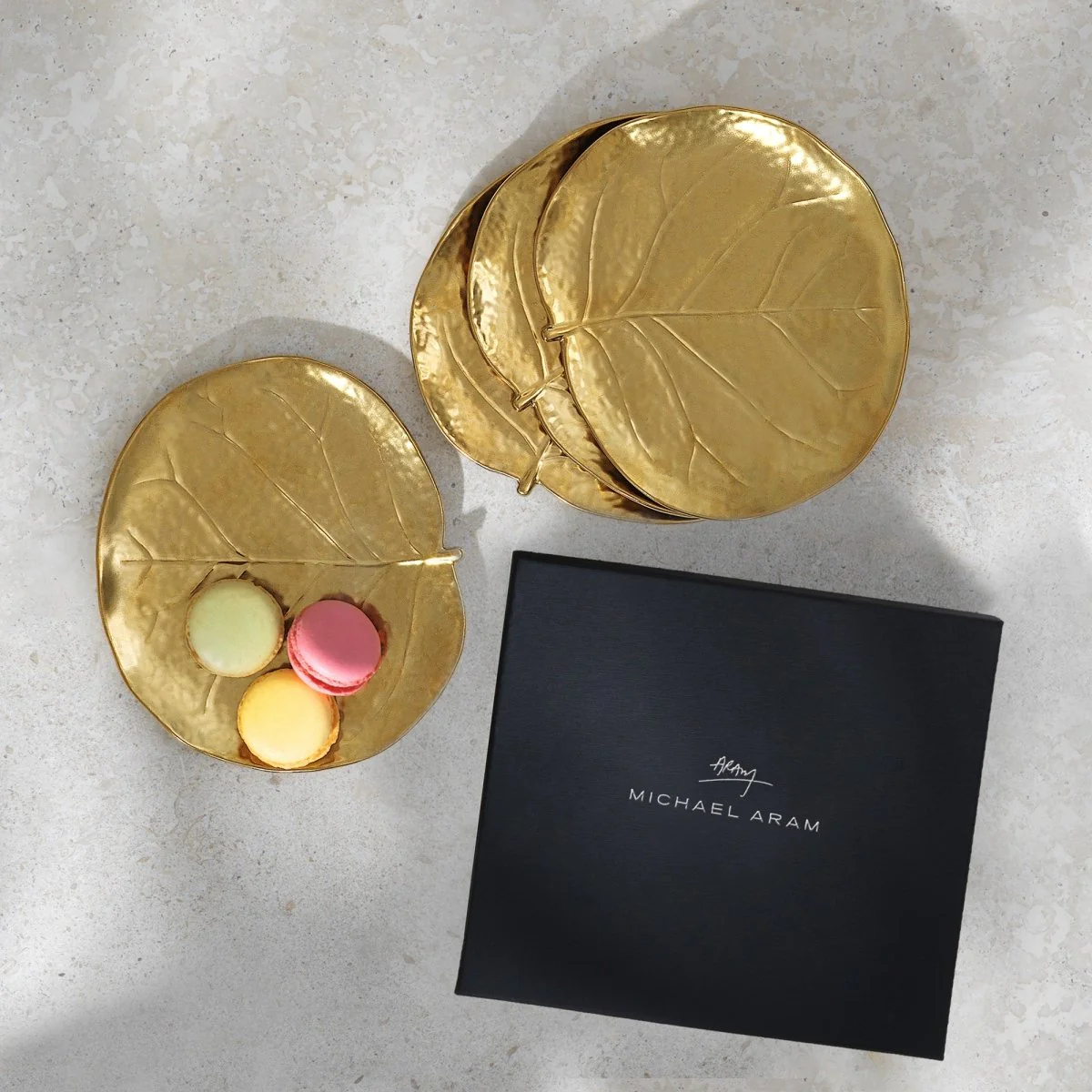 Michael Aram Botanical Leaf Gold Tidbit Plates Set - Image 2