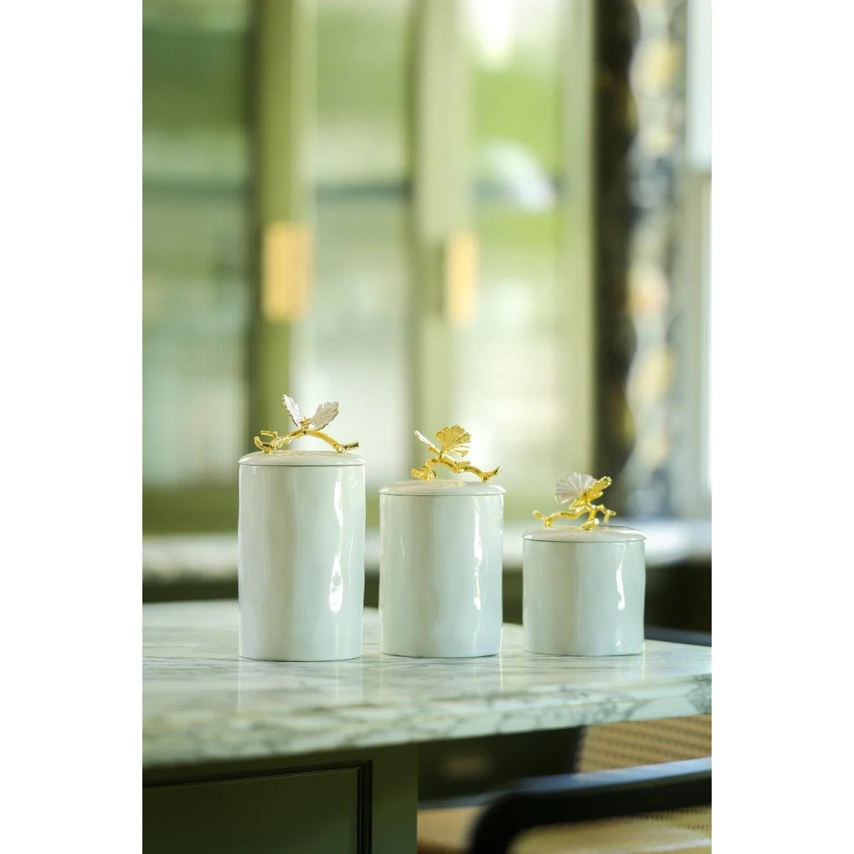 Michael Aram Butterfly Ginkgo Gold Porcelain Canister - Image 2