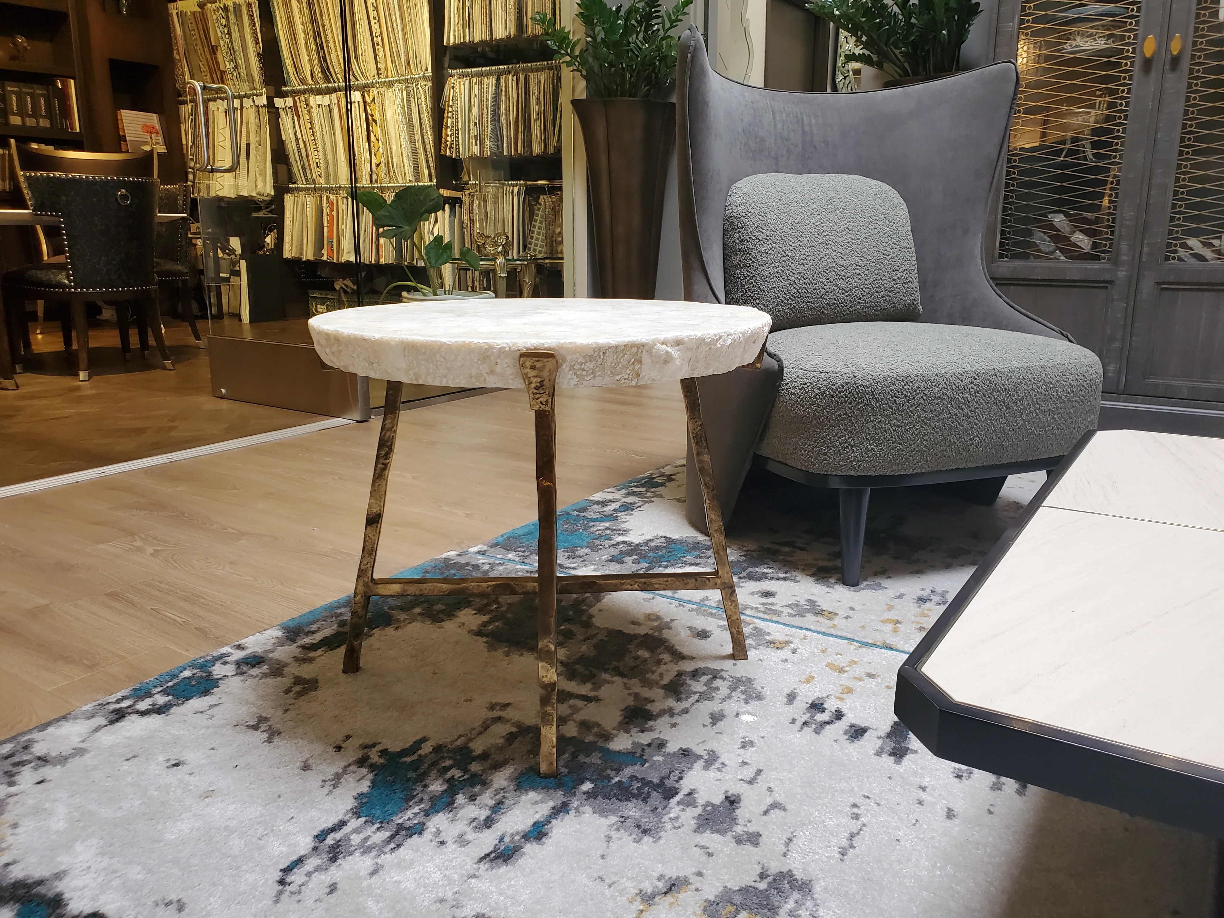 Century Furniture Grand Tour Inlay Crystal Stone Top Side Table Floor Sample - Image 3