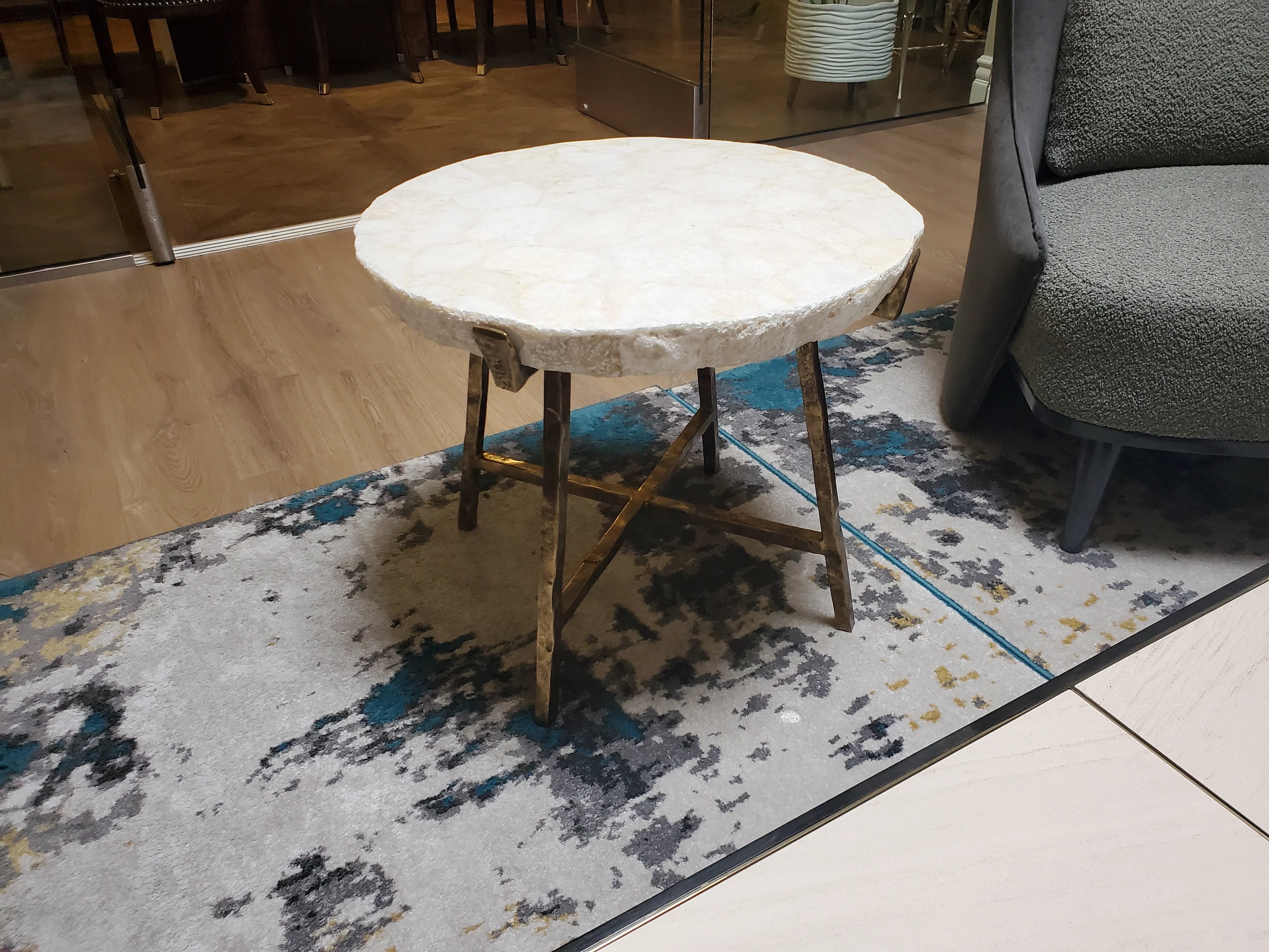 Century Furniture Grand Tour Inlay Crystal Stone Top Side Table Floor Sample - Image 4