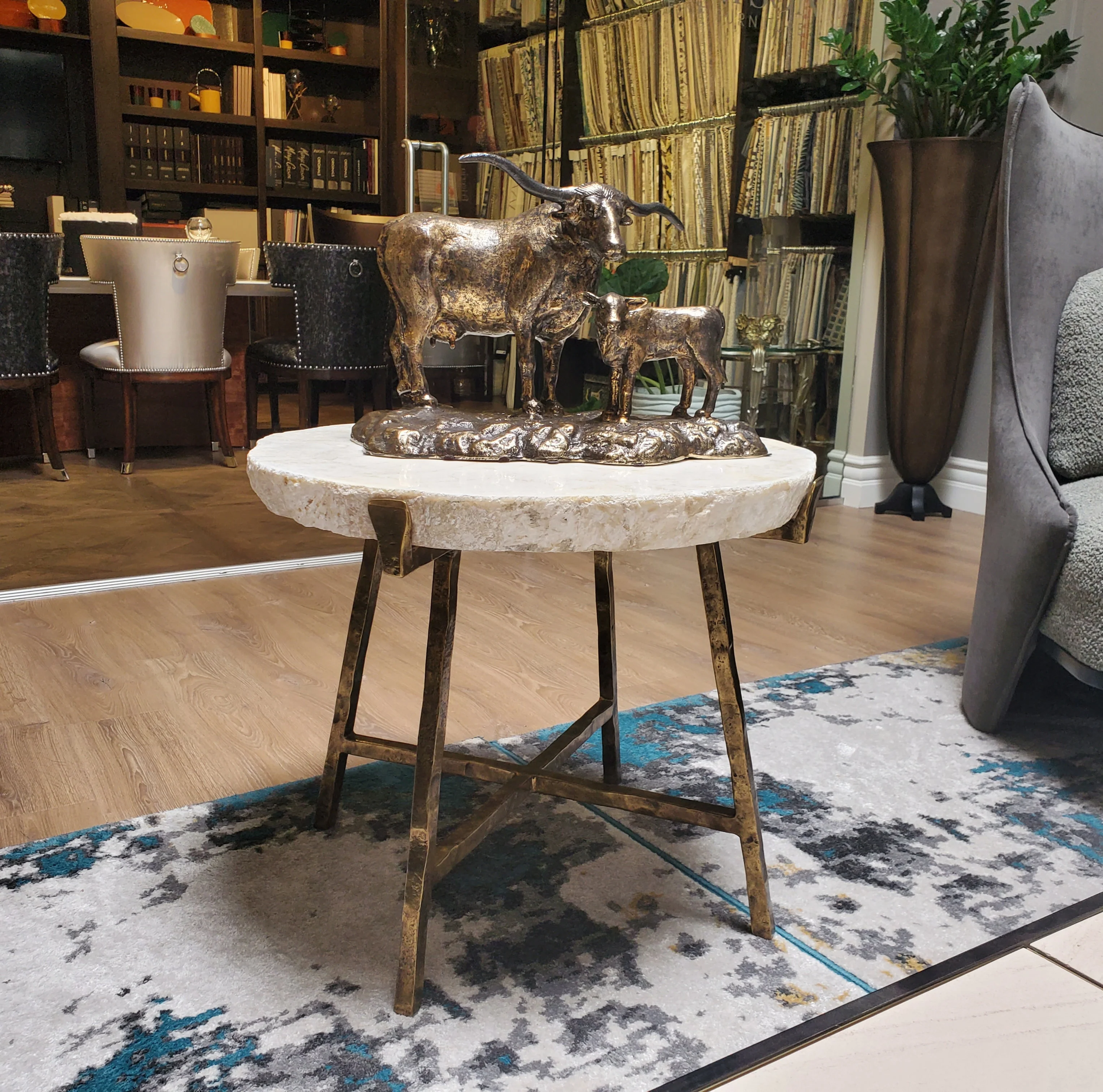 Century Furniture Grand Tour Inlay Crystal Stone Top Side Table Floor Sample - Image 5
