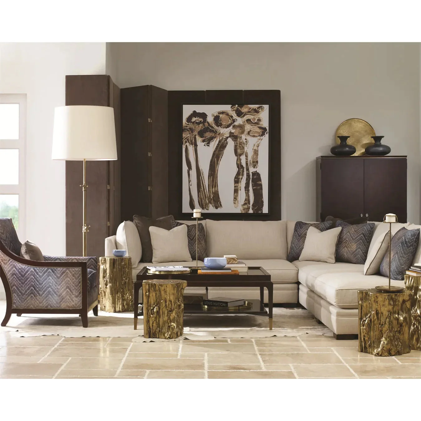 Century Furniture Grand Tour Yew Small Brass Side Table - Image 2