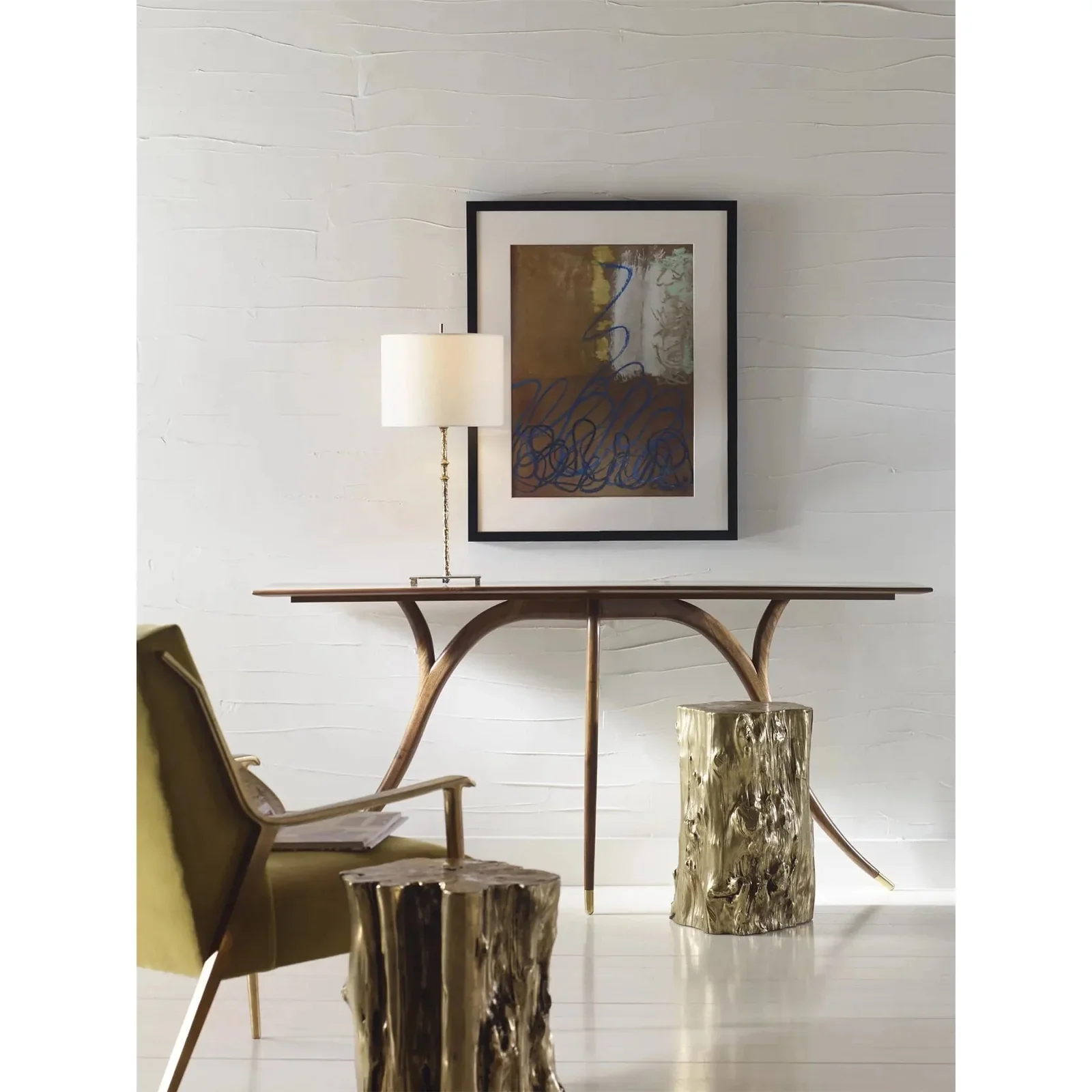 Century Furniture Grand Tour Yew Small Brass Side Table - Image 3