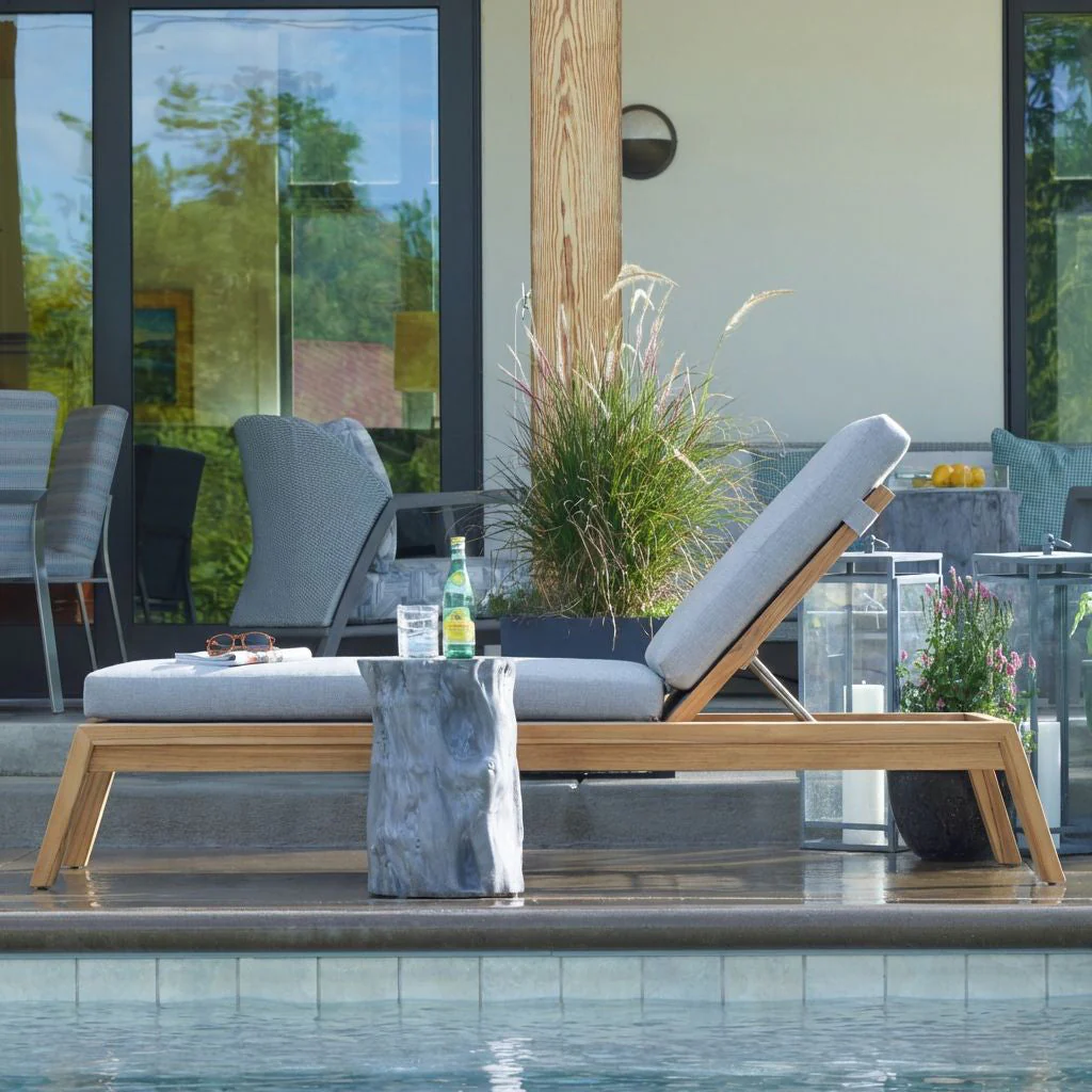 Century Furniture Outdoor Complements Poolside Teak Reclining Chaise Lounge I - Image 2