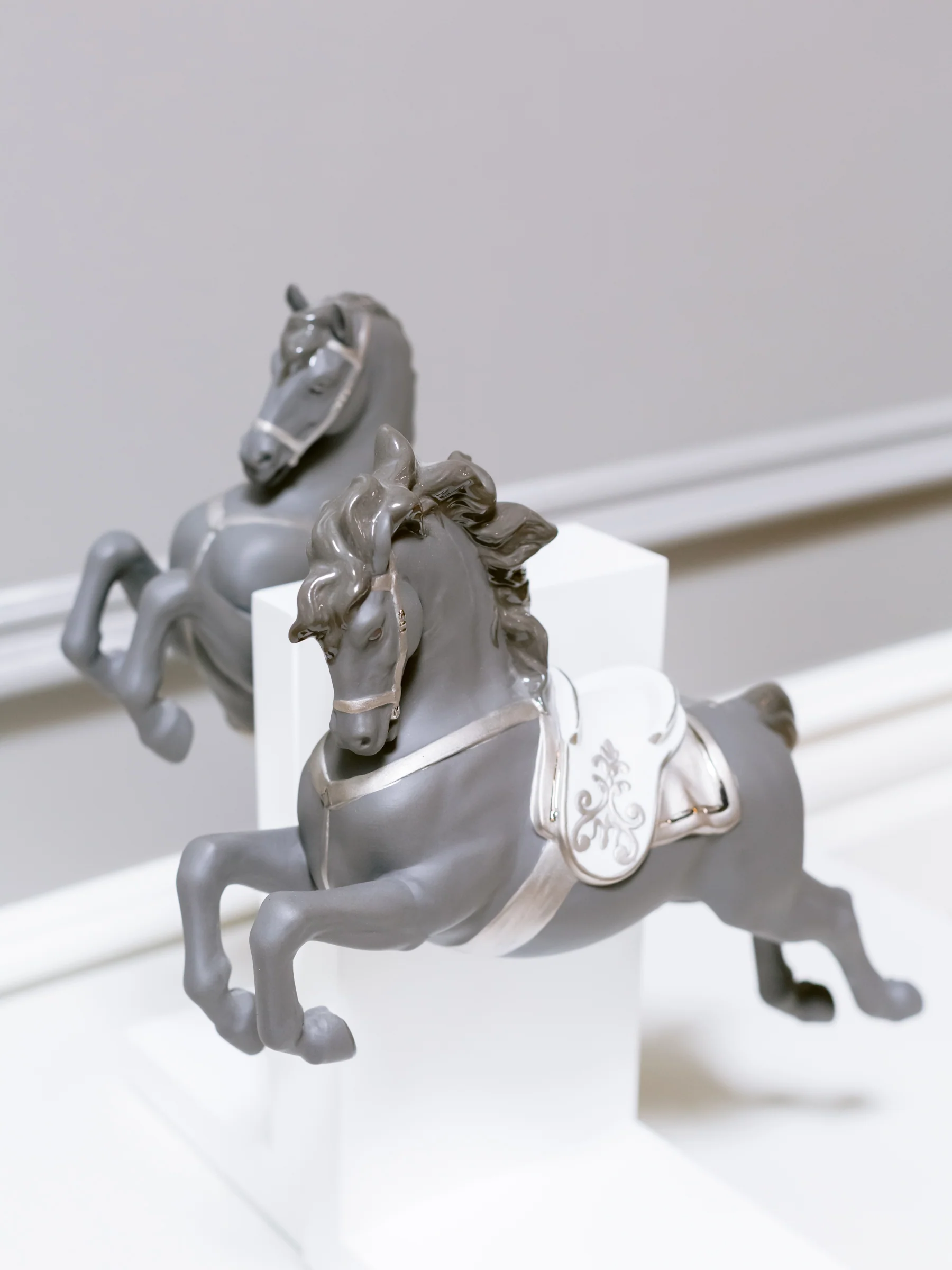 Lladro Horse Figurines on Pirouette and Courbette Set of 2 Floor Sample - Image 5