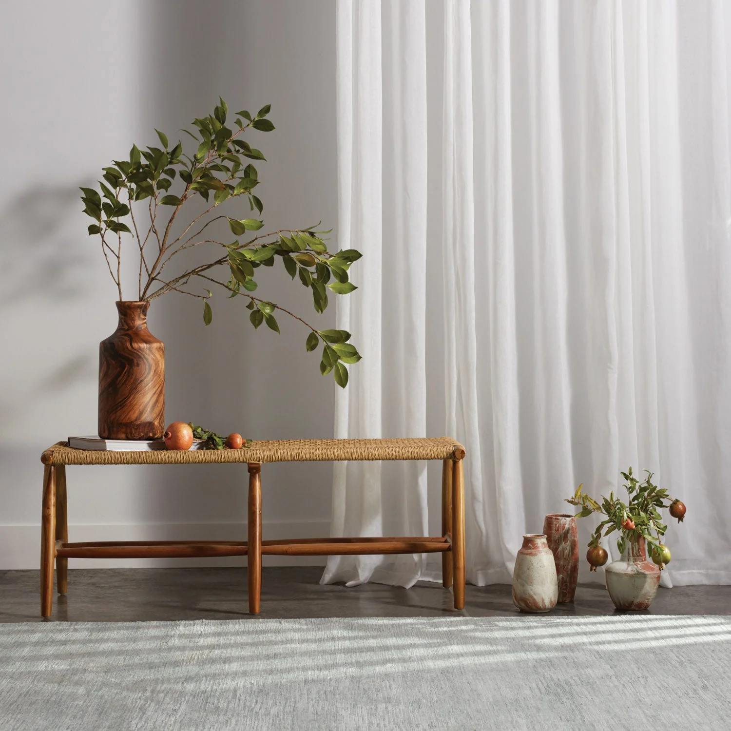 Corenne Handwoven Teak Accent Bench - Image 6