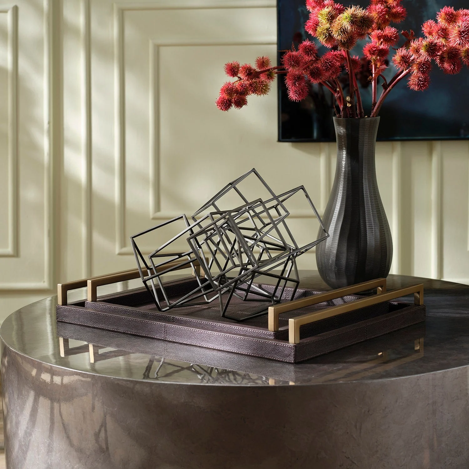 Delrae Leather Tray - Set of 2 - Image 2