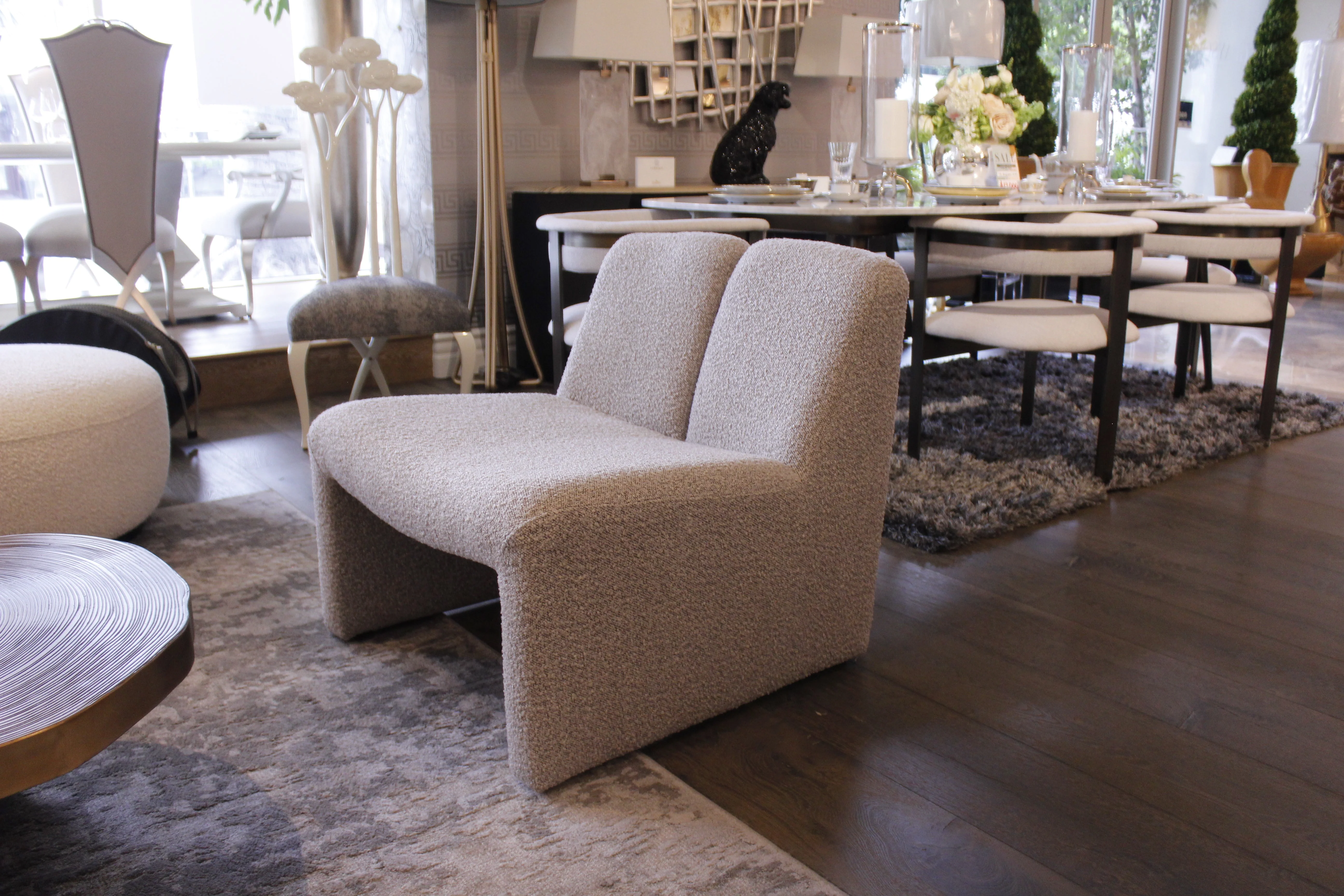 Eichholtz Macintosh Arm Chair / Boucle Grey Floor Sample - Image 2