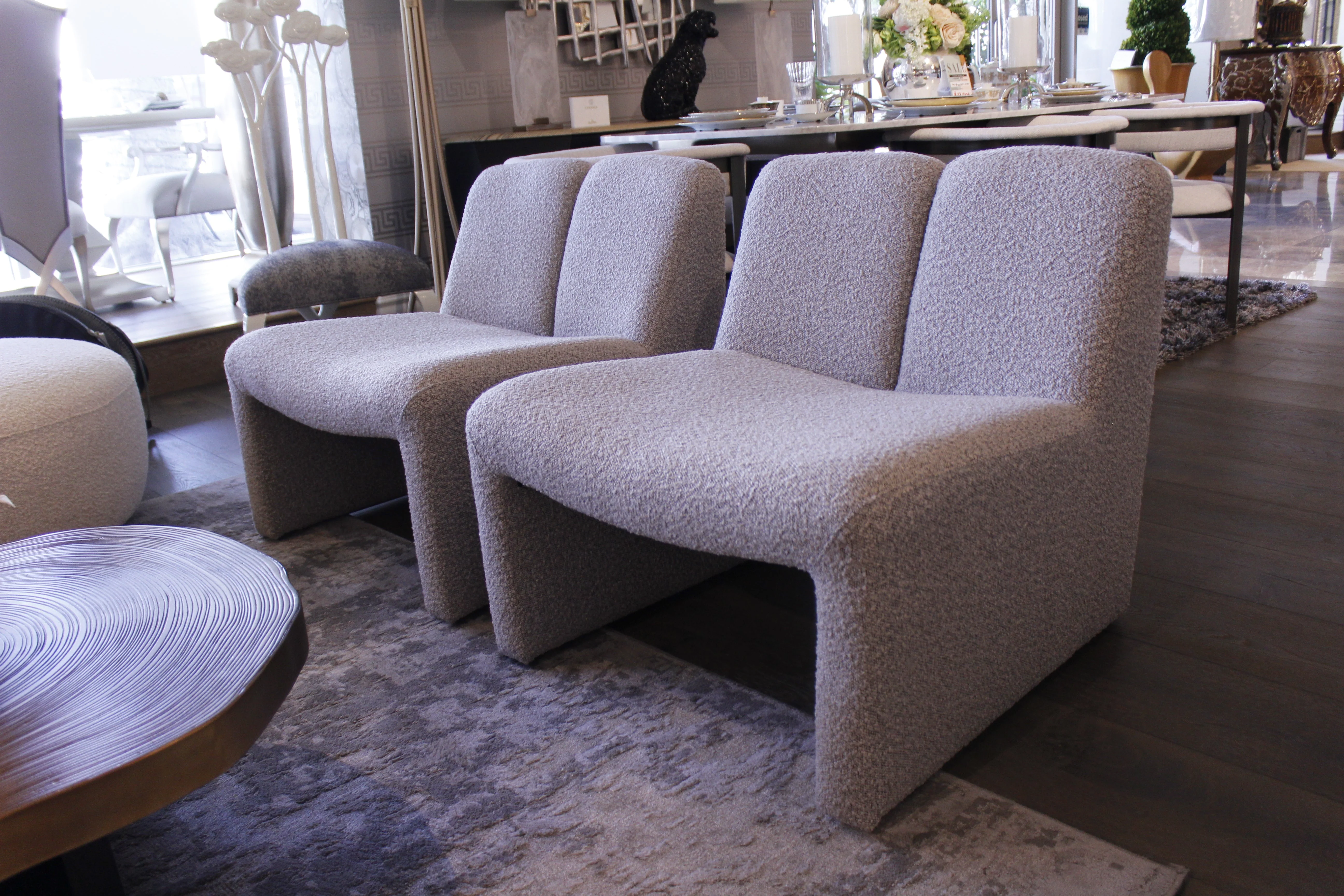 Eichholtz Macintosh Arm Chair / Boucle Grey Floor Sample - Image 3