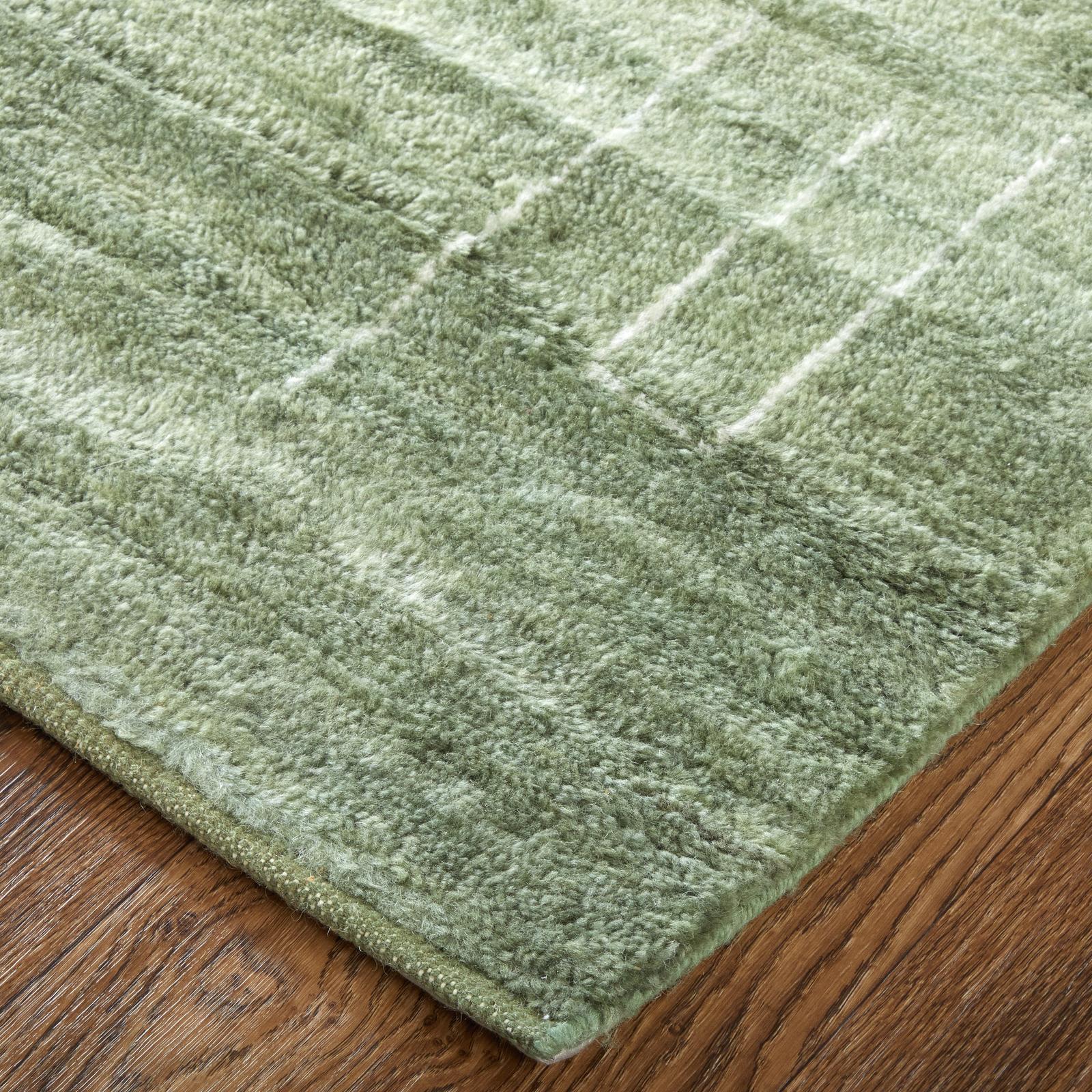 Feizy Agape 69HBF Modern Abstract Rug in Green/Ivory - Image 3