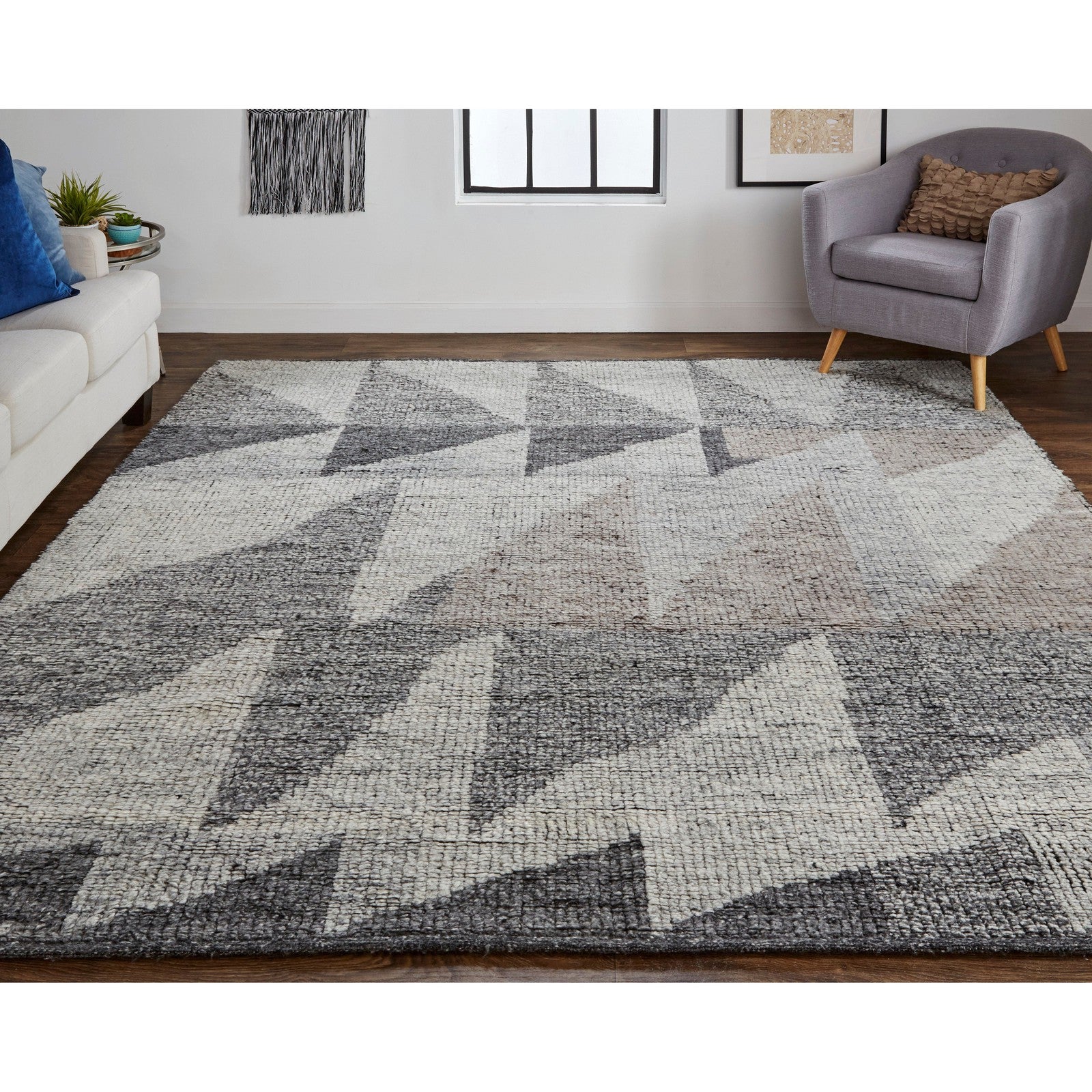 Feizy Alford 6910F Modern Geometric in Ivory/Gray/Taupe - Image 2