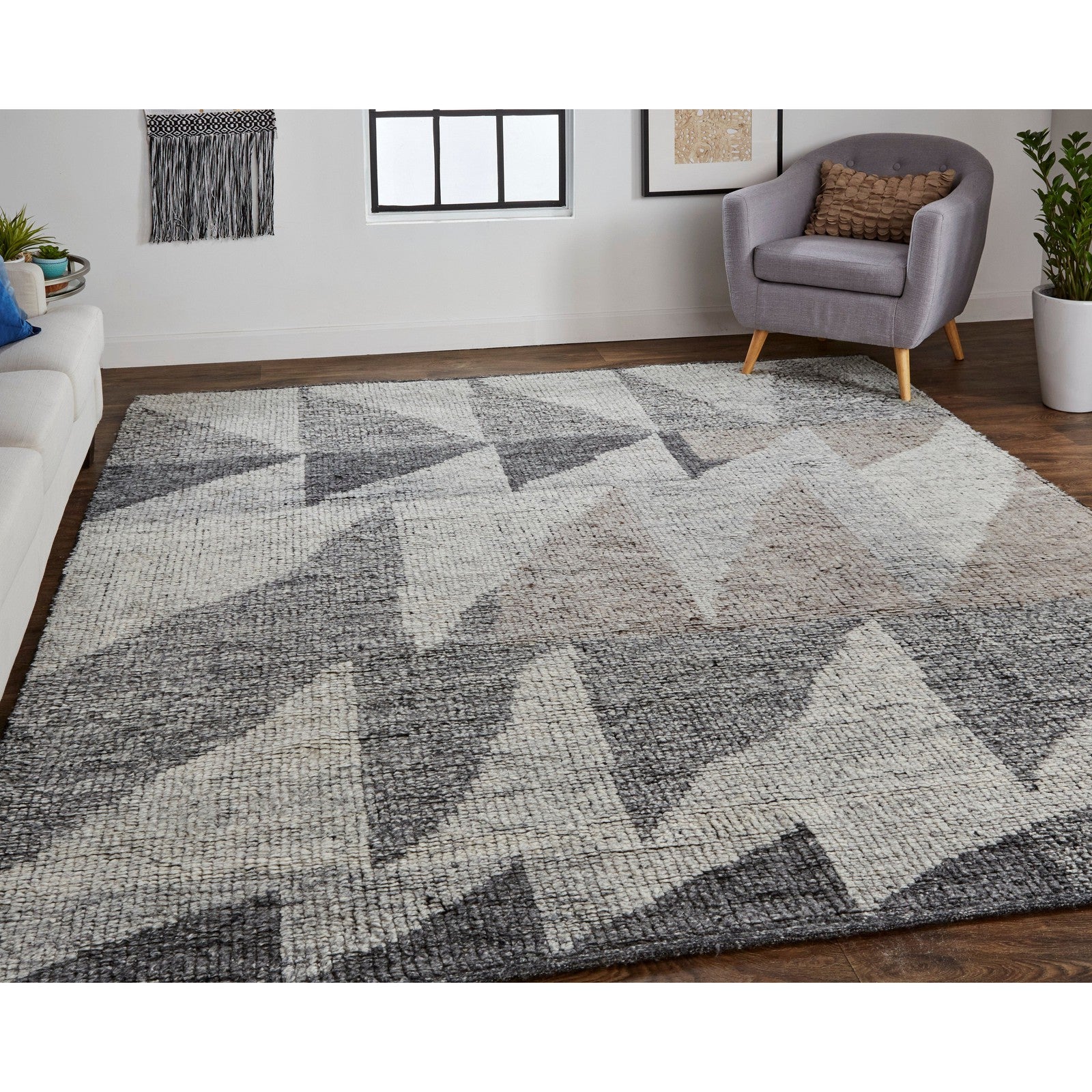 Feizy Alford 6910F Modern Geometric in Ivory/Gray/Taupe - Image 3