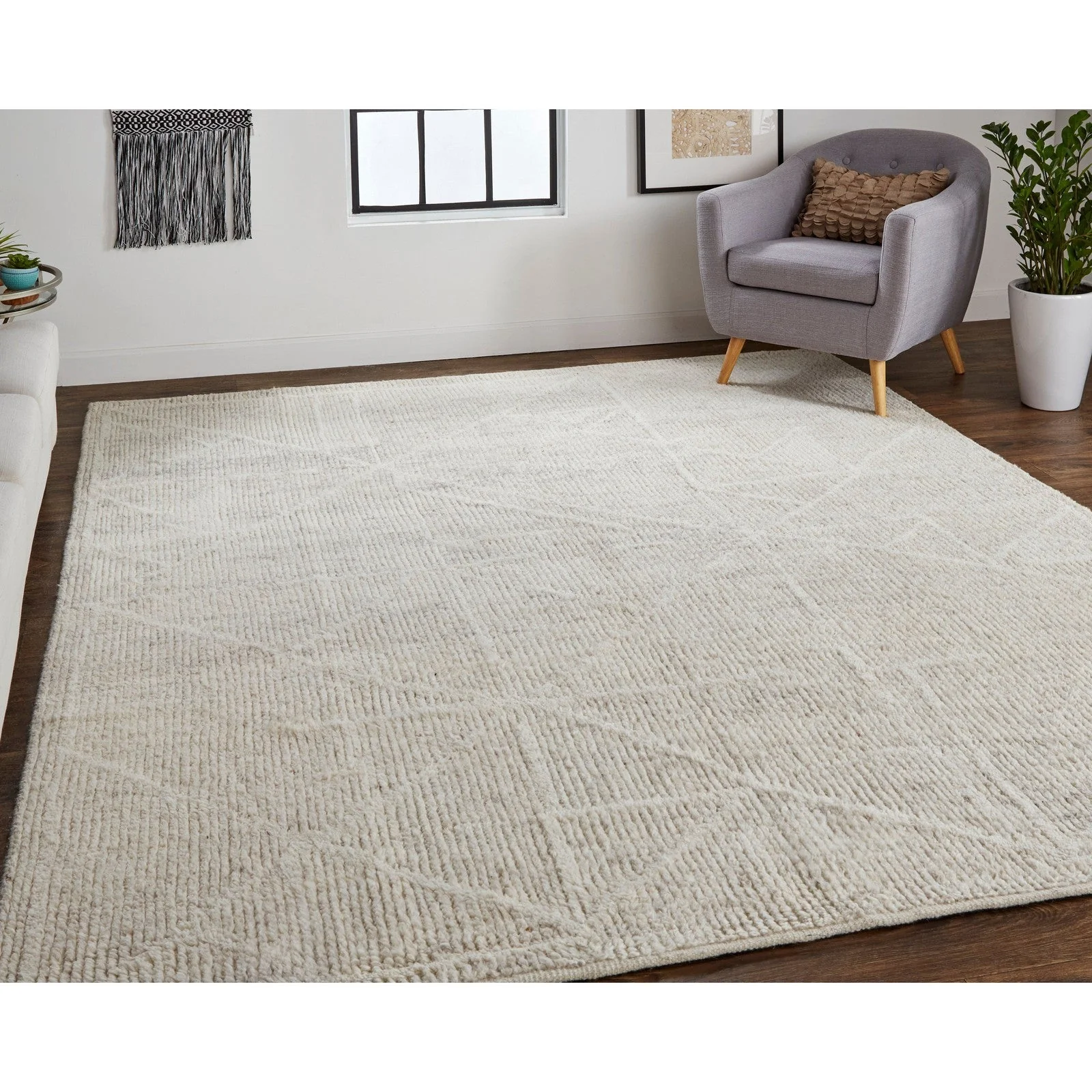 Feizy Alford 6921F Modern Solid in Ivory/Tan - Image 3