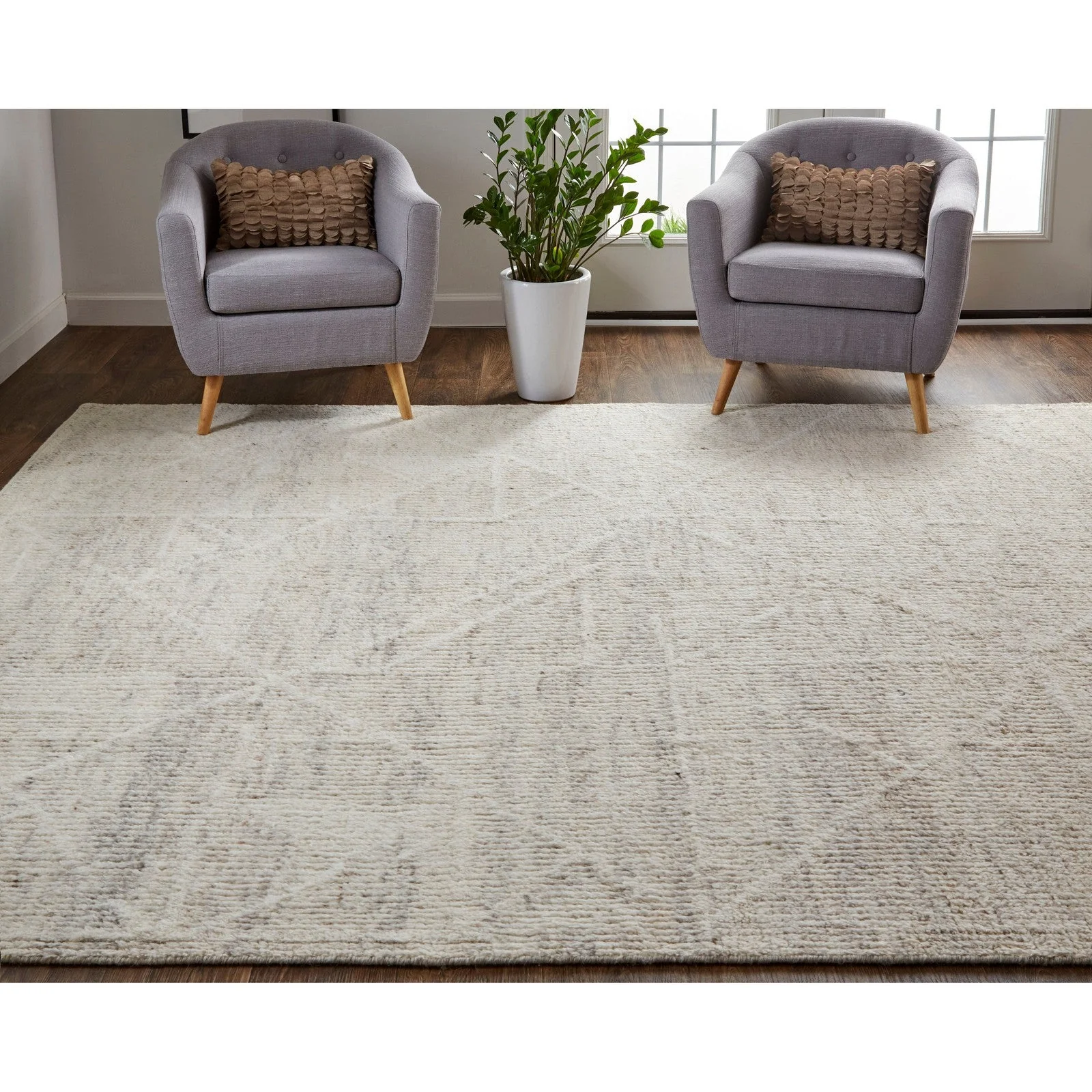 Feizy Alford 6921F Modern Solid in Ivory/Tan - Image 4
