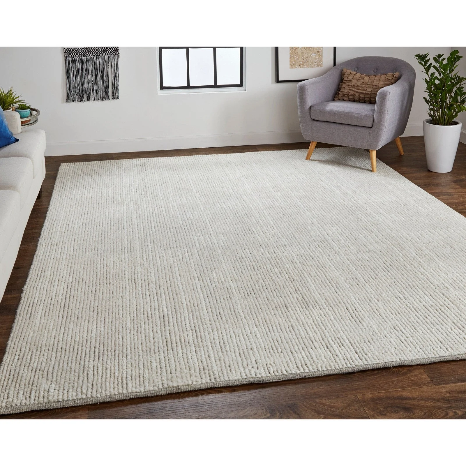 Feizy Alford 6922F Modern Solid in Ivory/Tan - Image 3