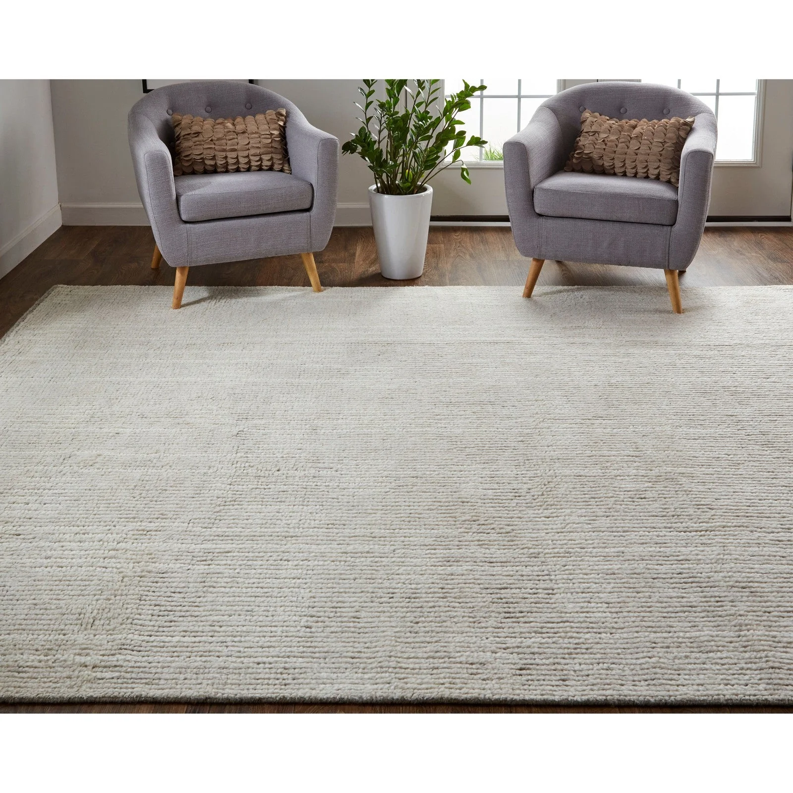 Feizy Alford 6922F Modern Solid in Ivory/Tan - Image 4