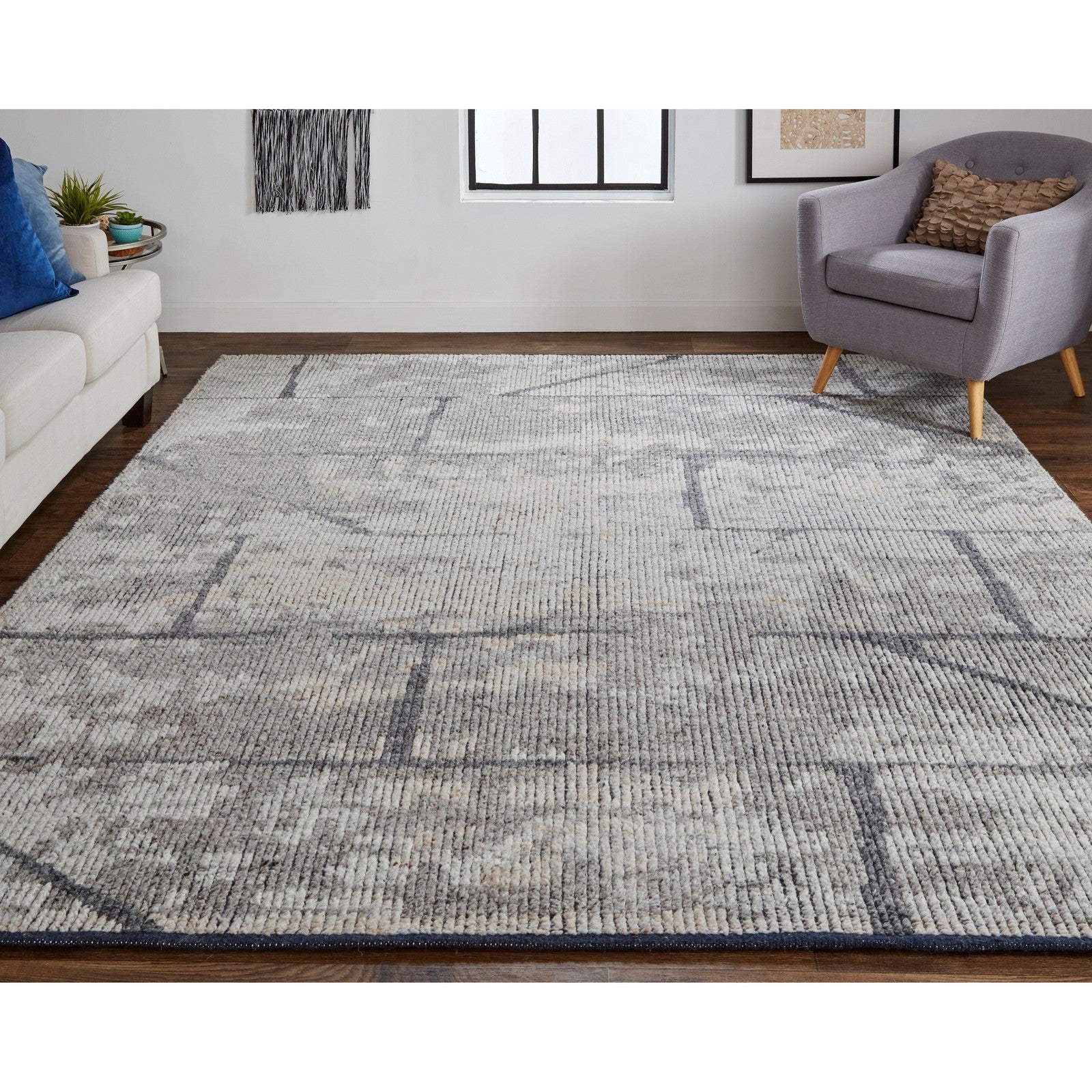Feizy Alford 6925F Modern Abstract in Gray/Silver - Image 2